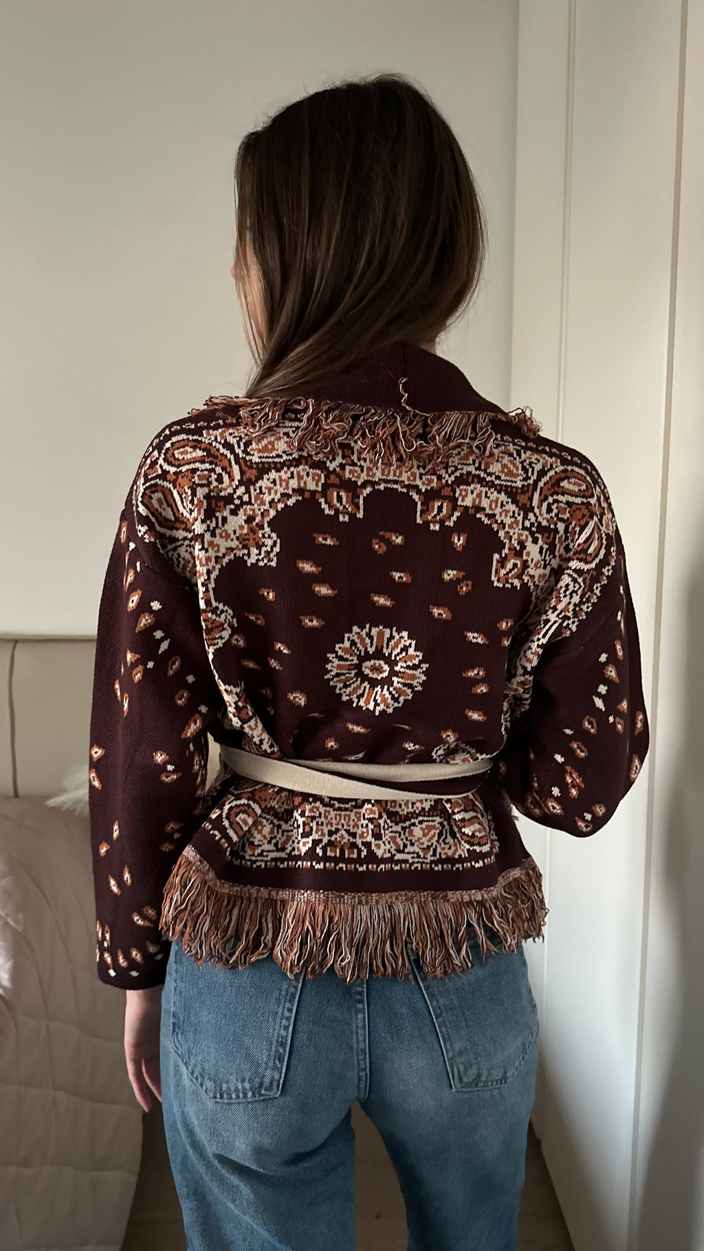 Cardigan Crop Bandana Marrone