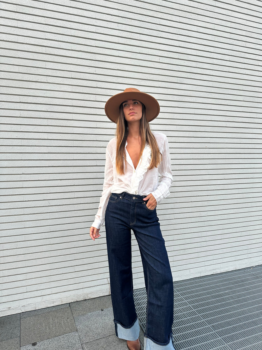 Jeans a palazzo con Risvolto