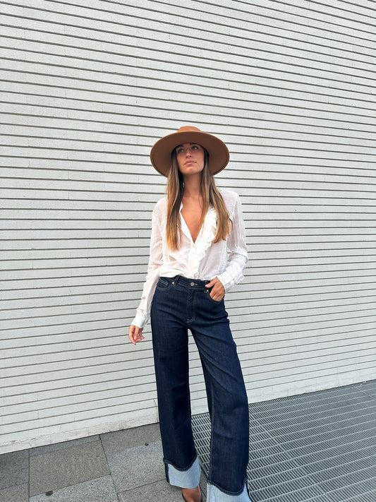 Jeans a palazzo con Risvolto