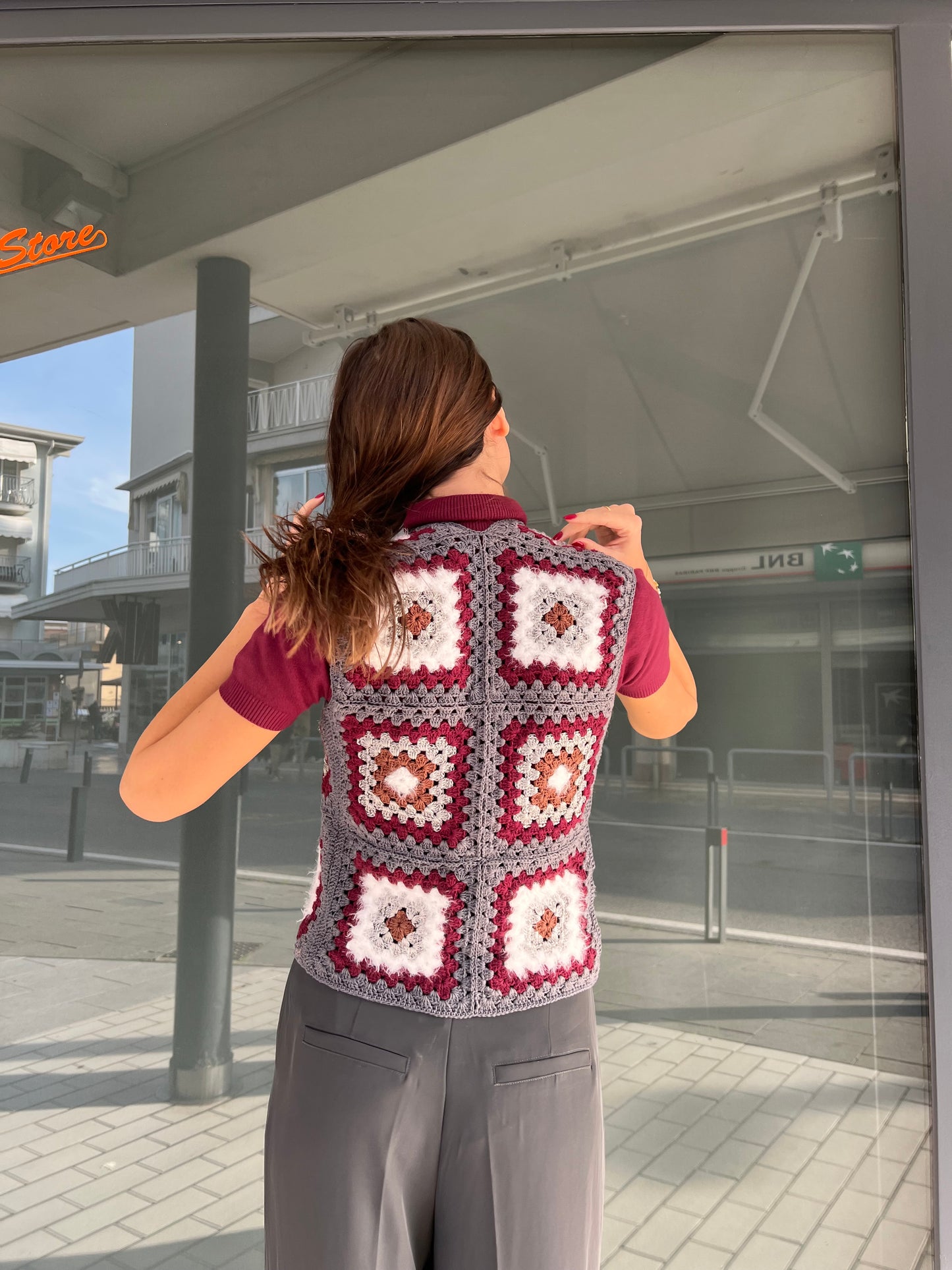 Gilet crochet greyred
