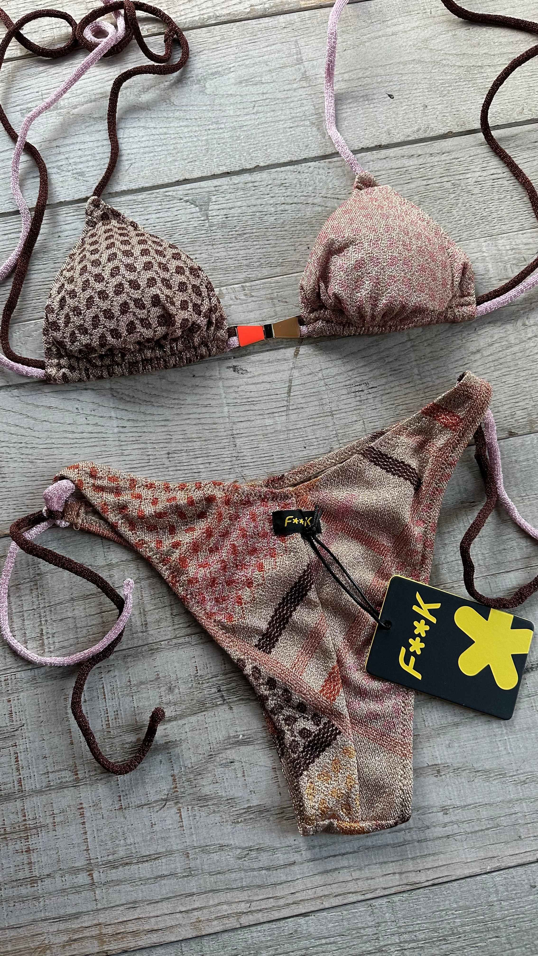 Triangolo in Fantasia Etnica Lurex Oro Rosa