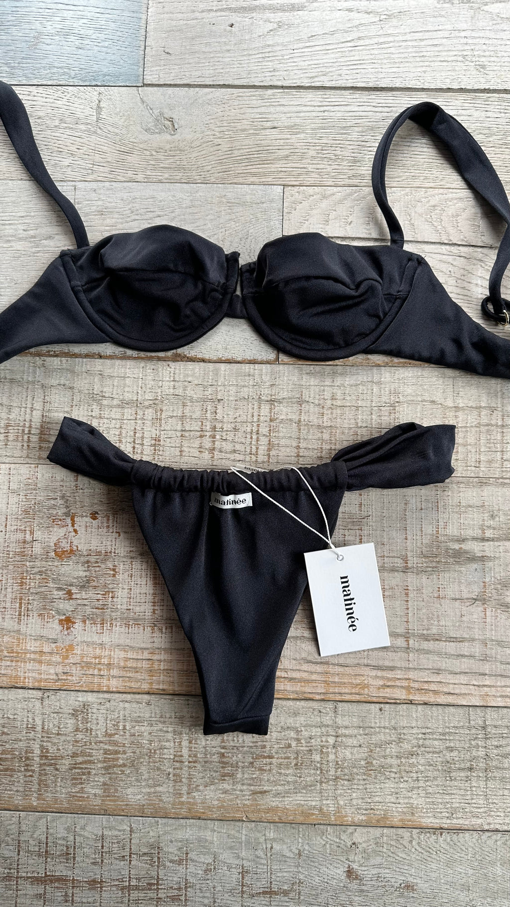 Bikini Balconcino Adele in Lycra Lucida Nera