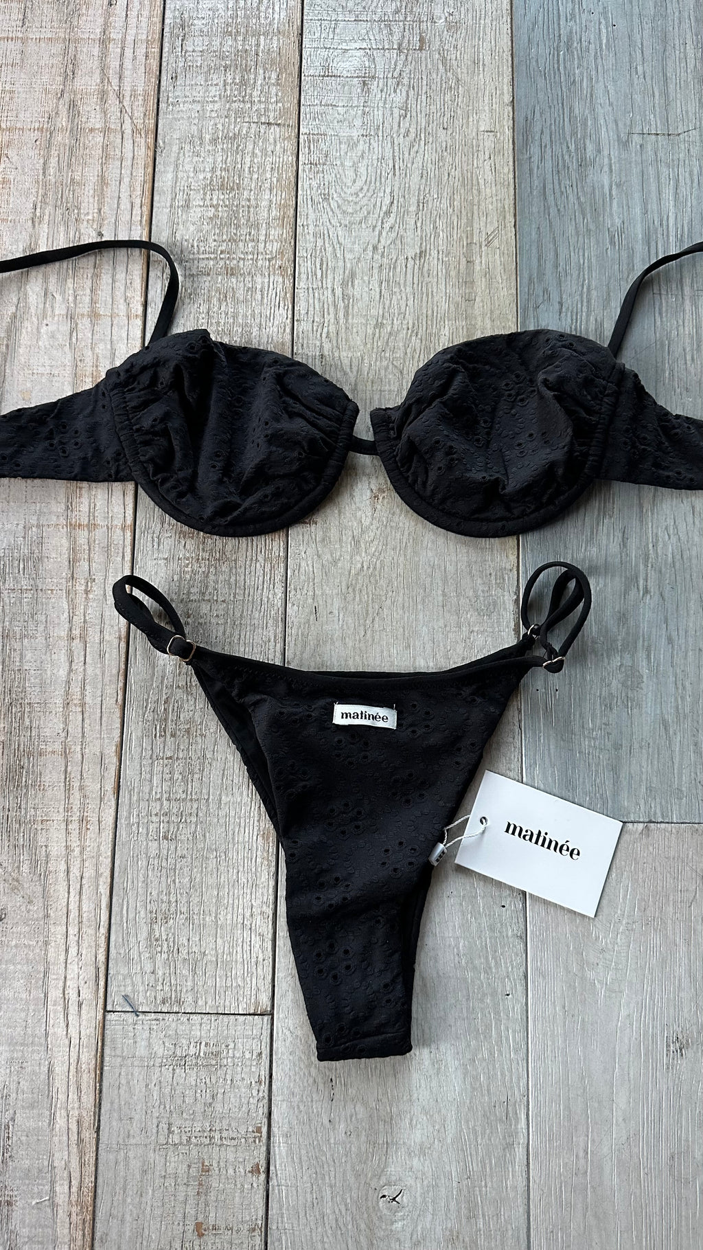 Bikini Balconcino Marina Macramè Sangallo Nero