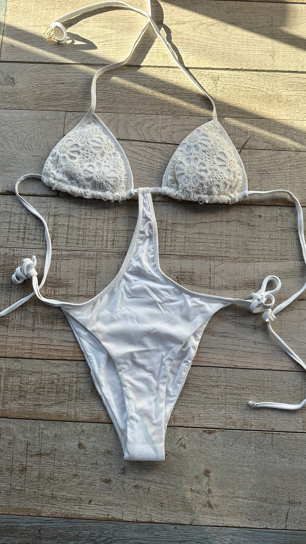 Intero Monokini Bianco In Lycra Morbida e Sangallo