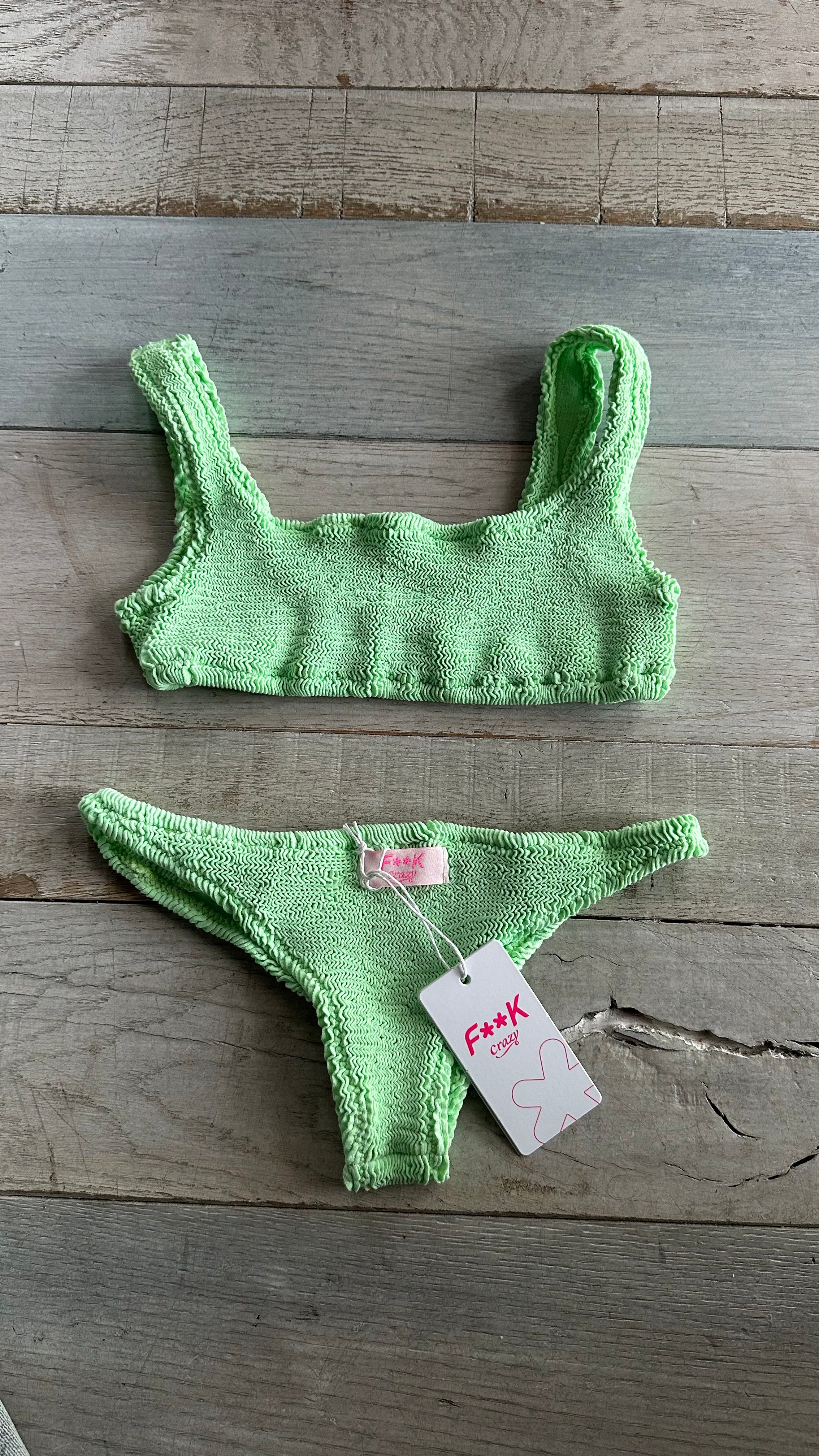 Bikini Top Goffrato Verde Fluo