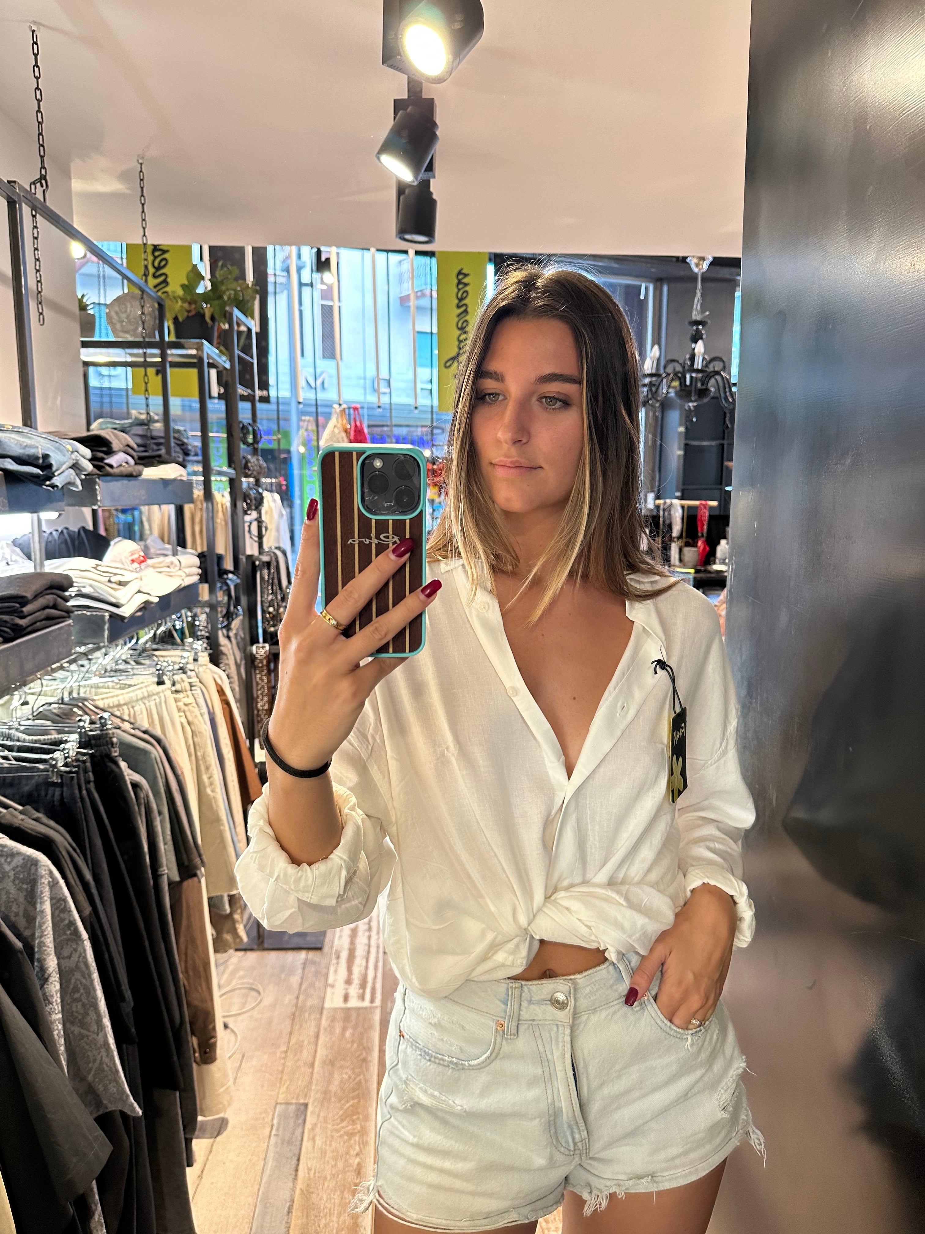 Camicia Oversize in Lino color Bianco