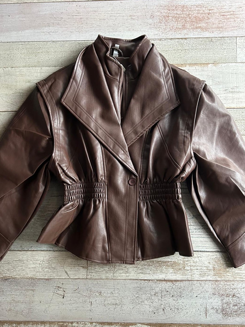 Giacca Ecopelle arricciata in vita