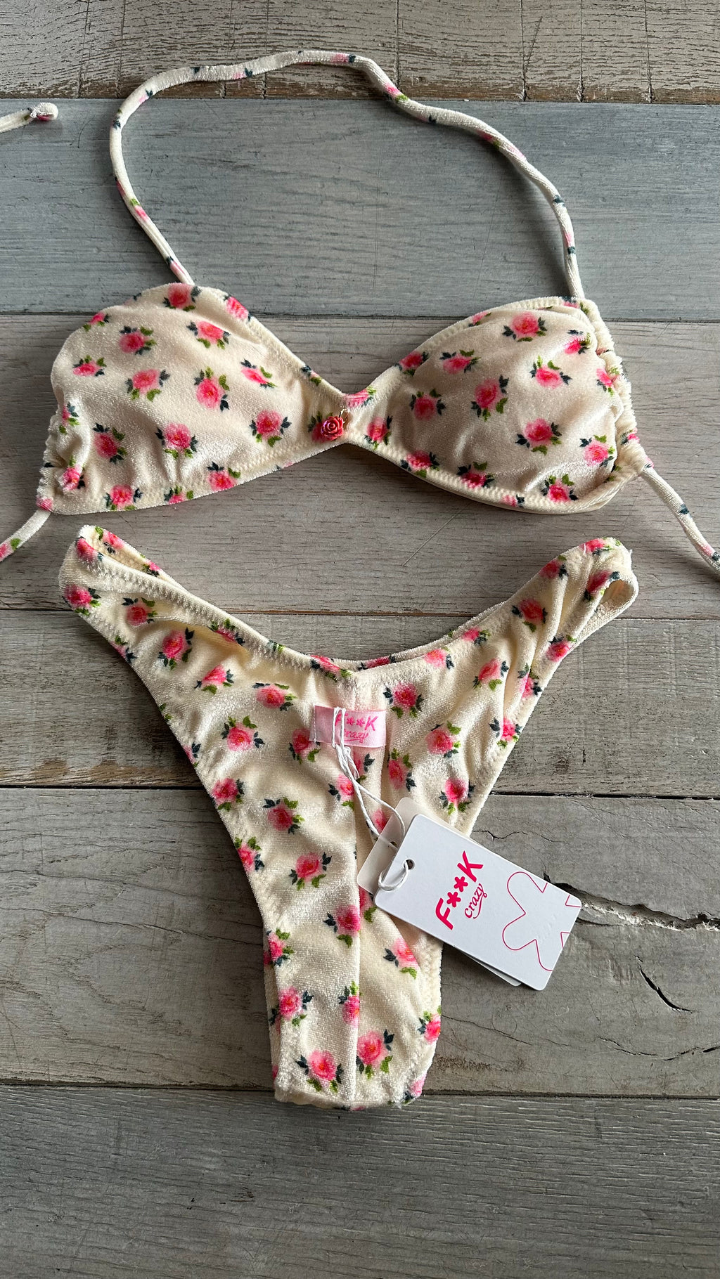 Fascia in Ciniglia Fiori Bianco Panna