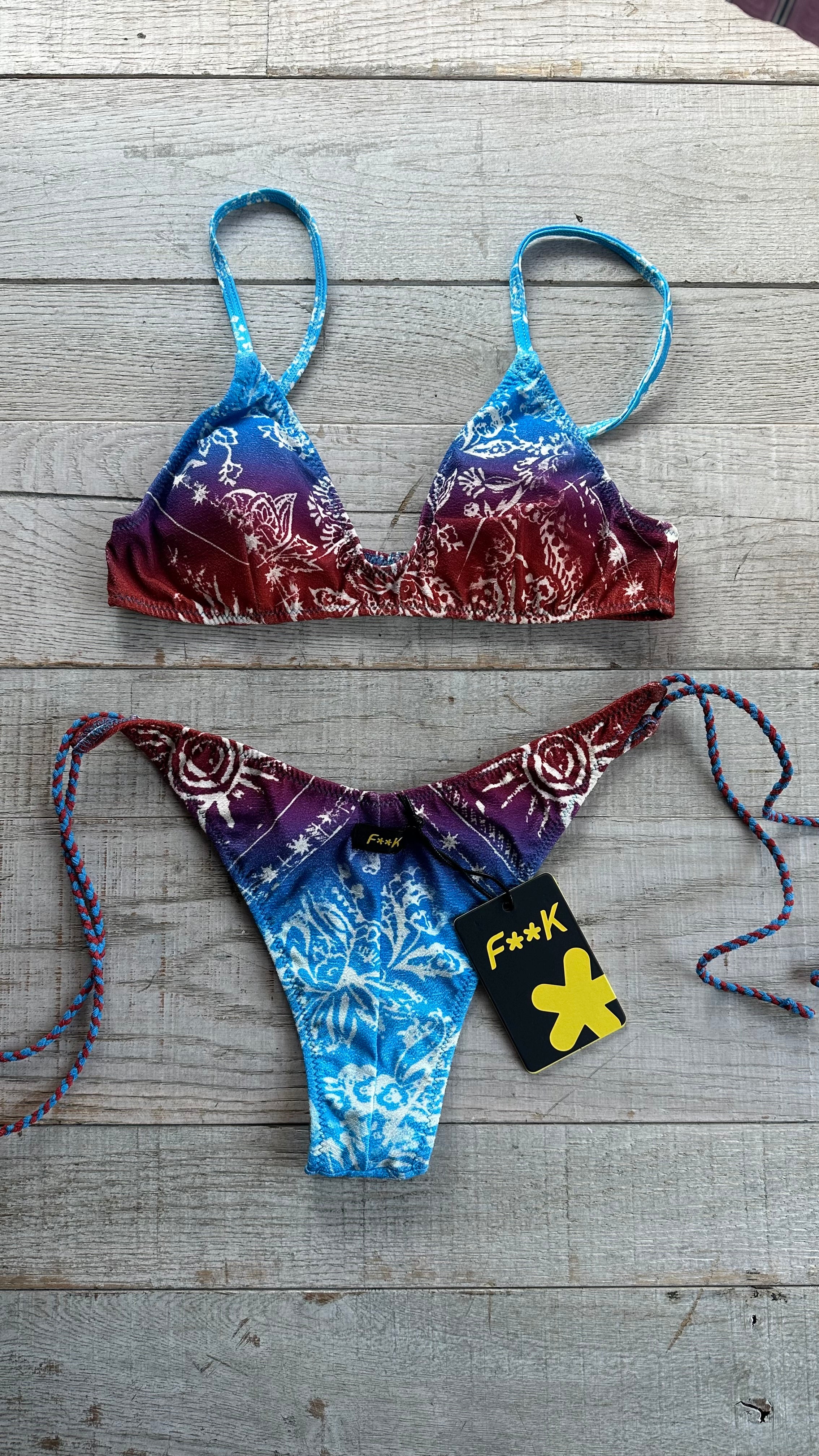 Bikini Top Bandana Blu e Rosso