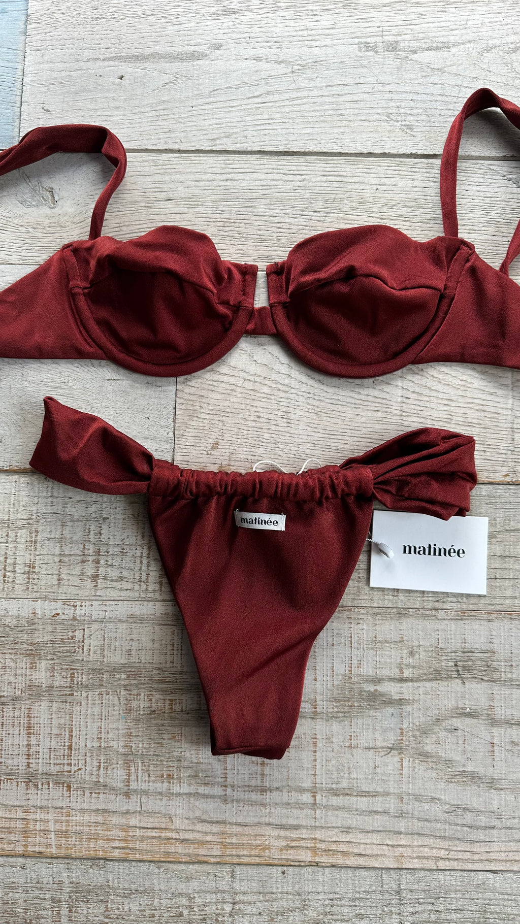 Bikini Balconcino Adele in Lycra Lucida Rosso Vino