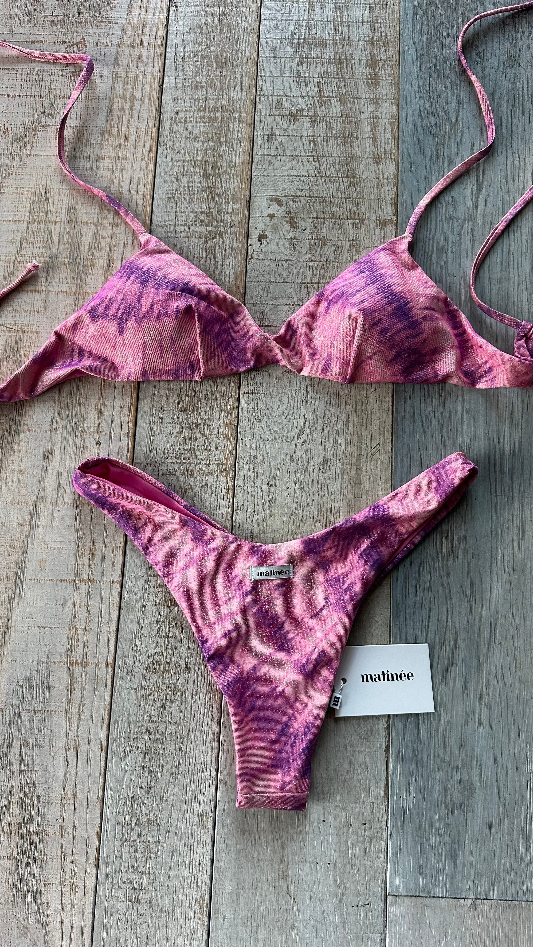 Bikini Top Tye Dye Lurex Rosa