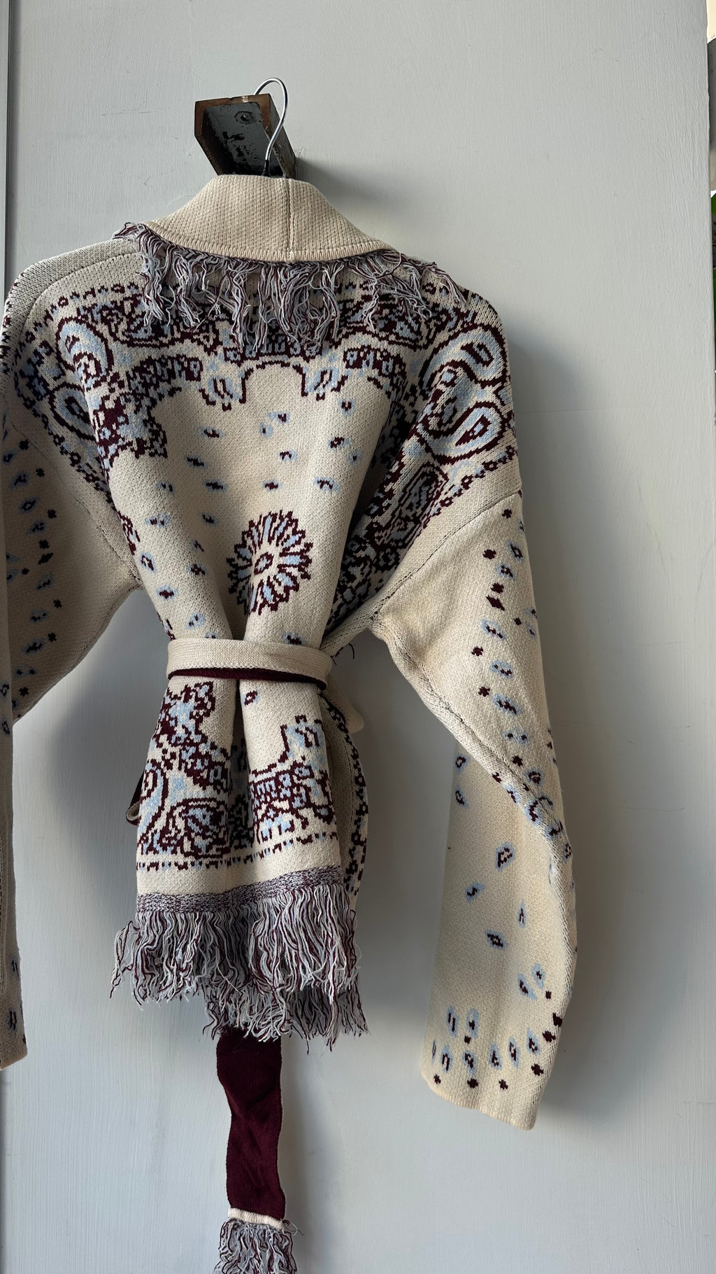 Cardigan Crop Bandana Panna e Bordeaux