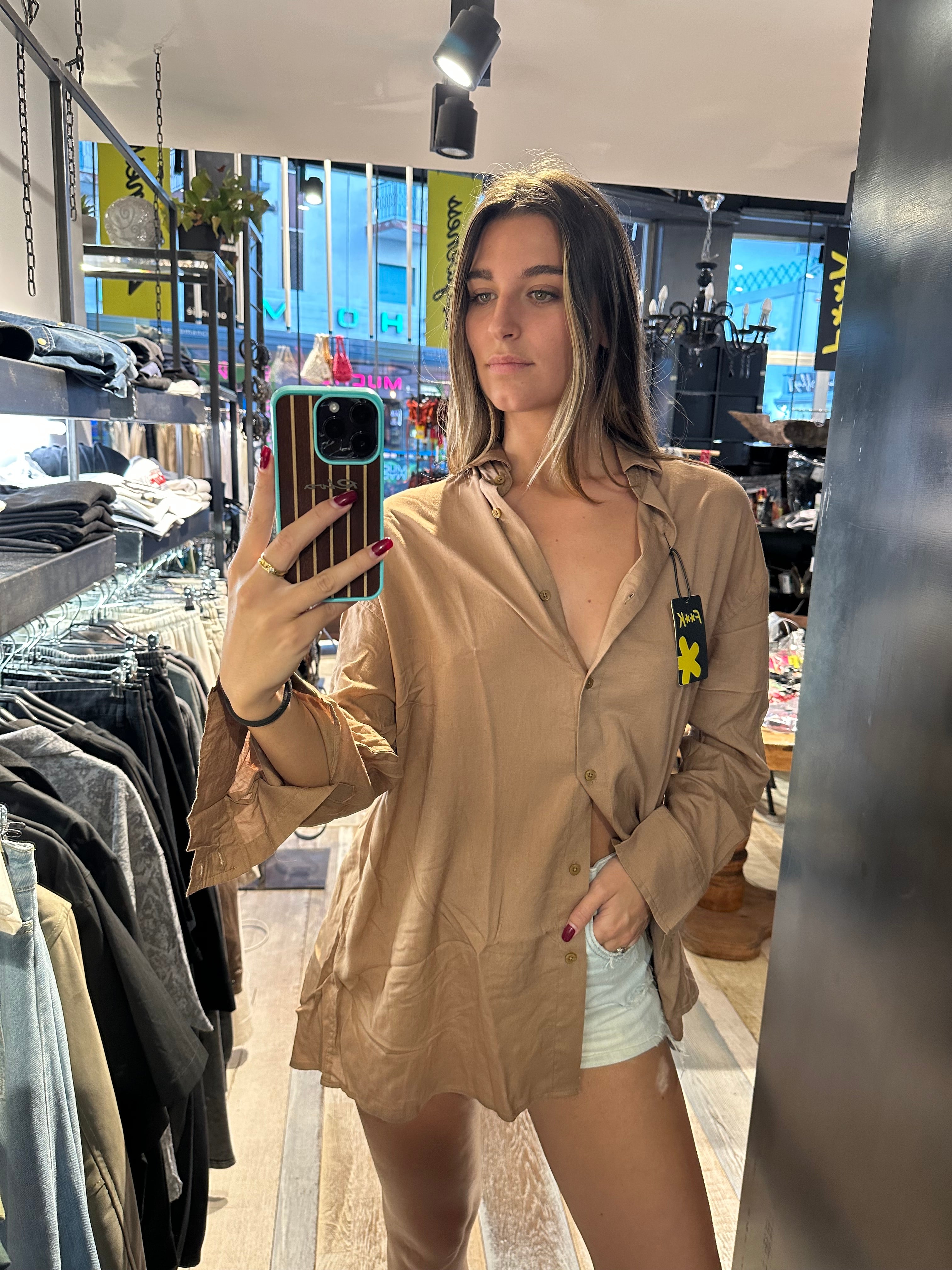 Camicia Oversize in Lino color Marrone