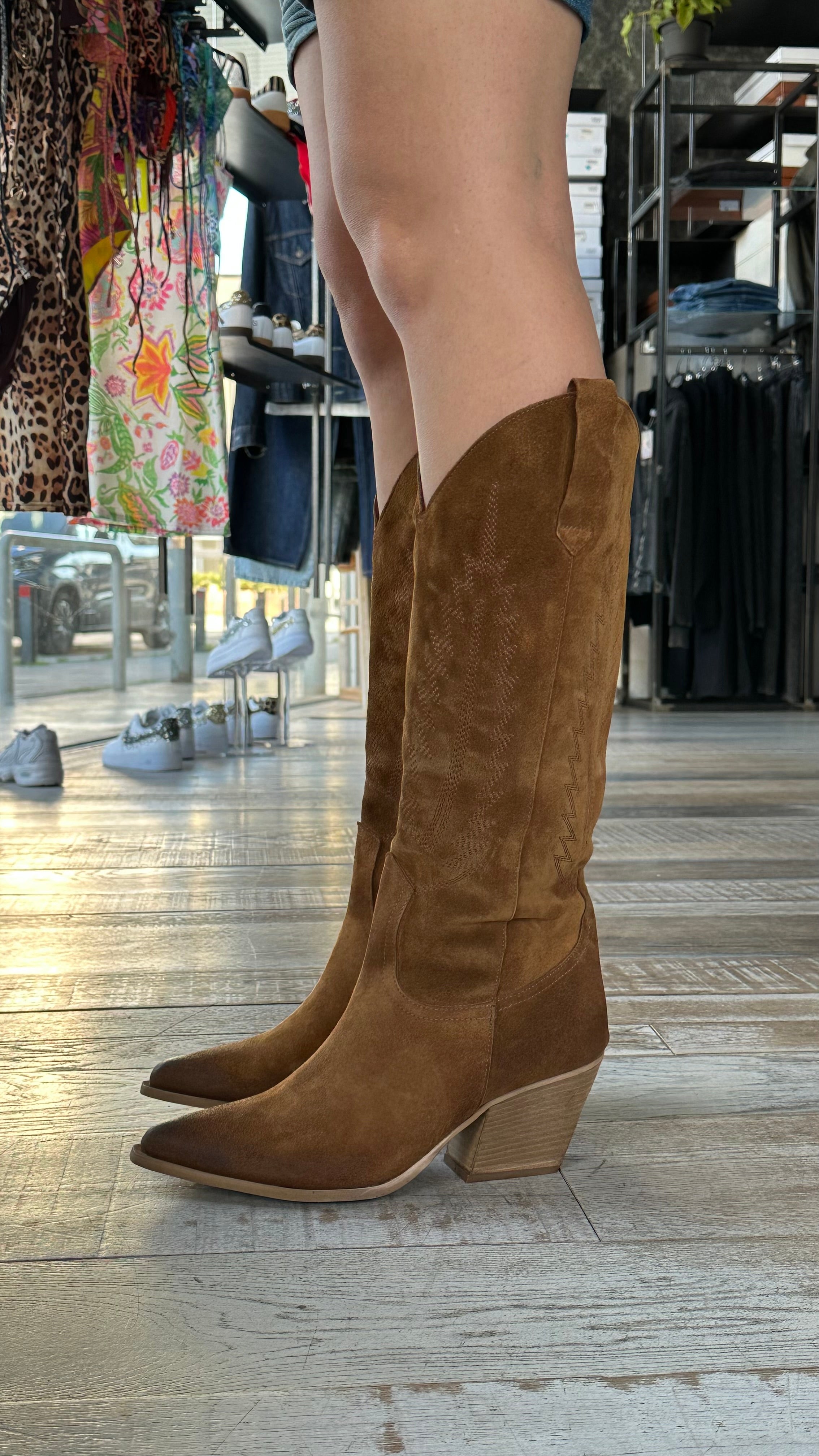 Texano In camoscio Aranciato