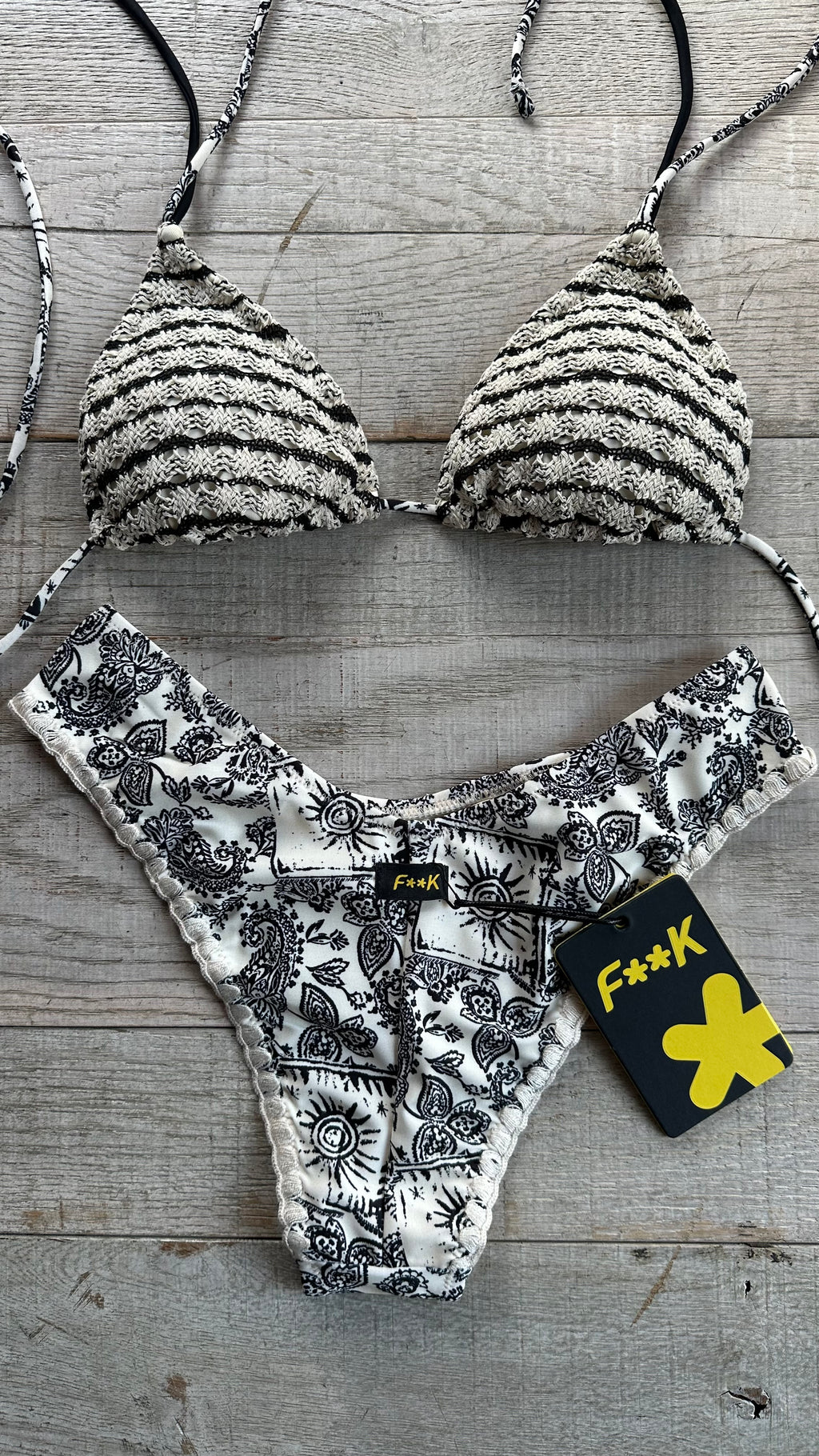 Triangolo Bandana e crochet Bianco