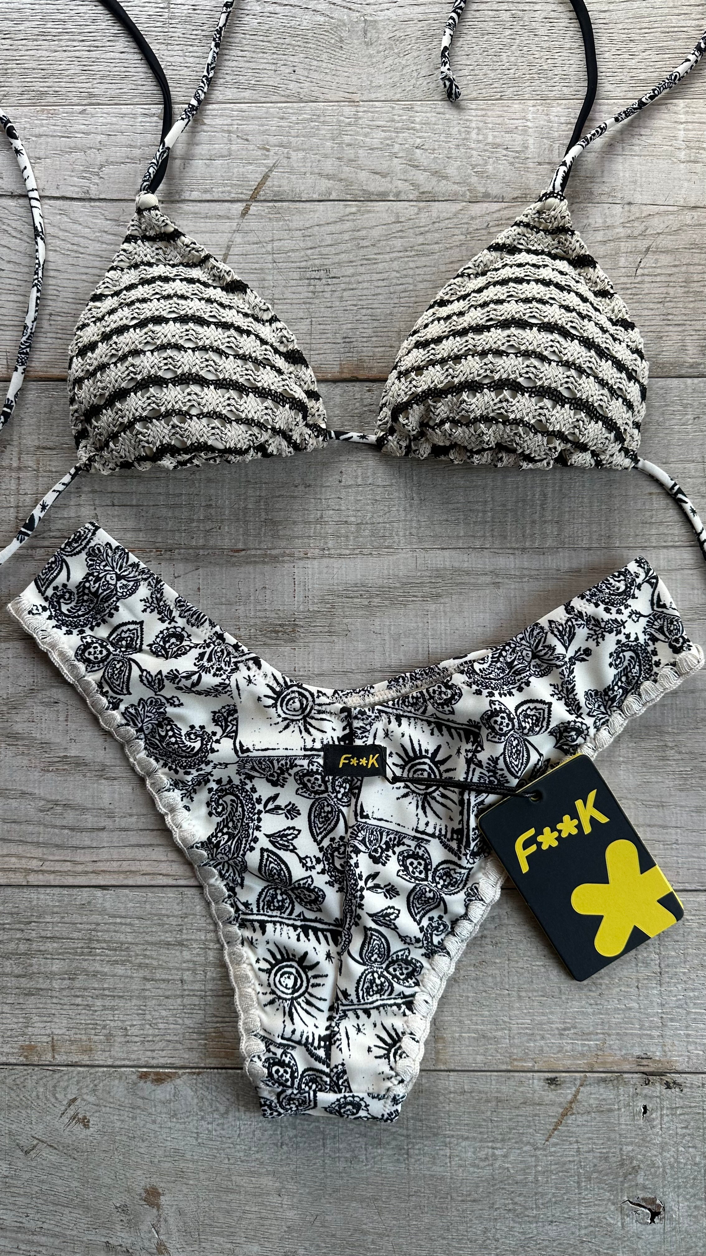 Triangolo Bandana e crochet Bianco