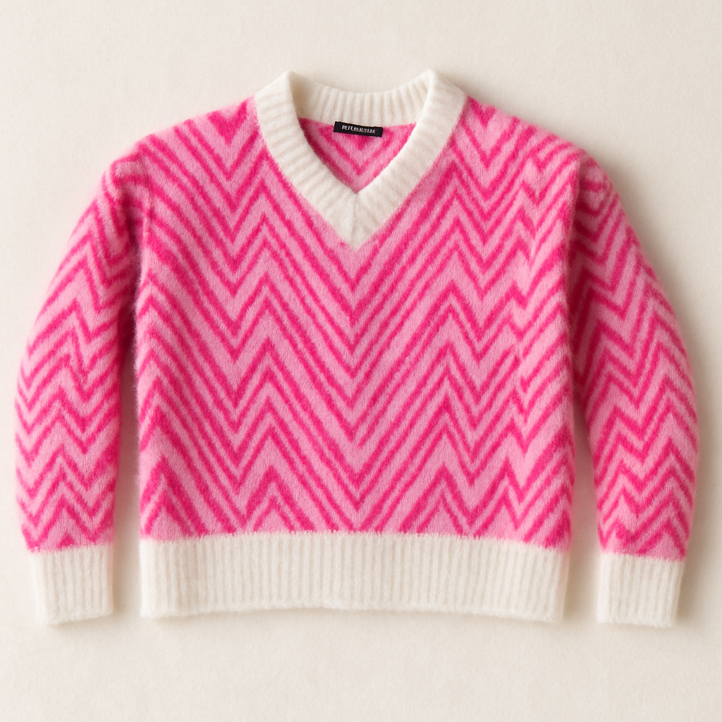 Maglione Zig Zag Panna e Rosa