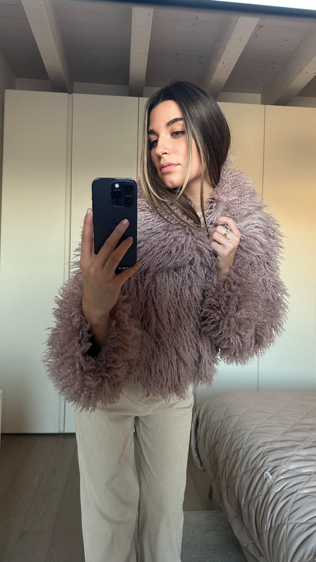 Eco Pelliccia Mongolia Rosa Cipria