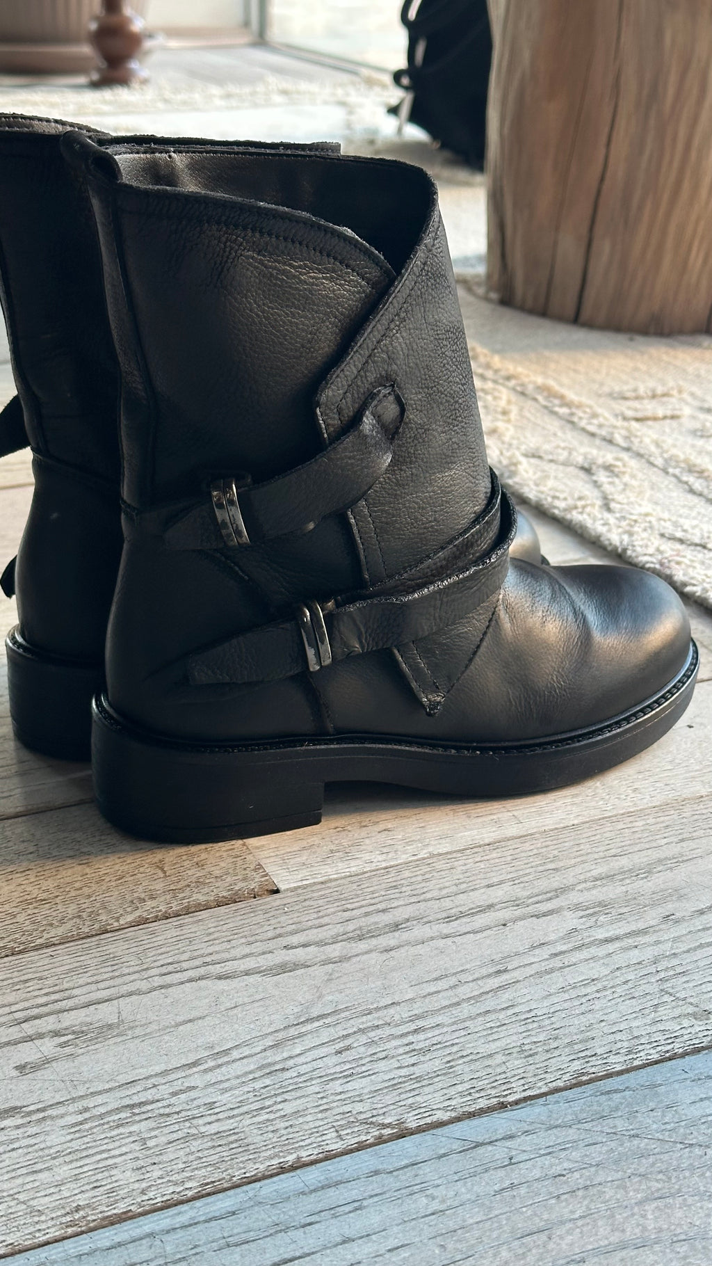 Stivale Biker Nabuk in pelle nera