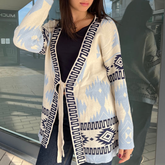 Cardigan Azteco Azzurro