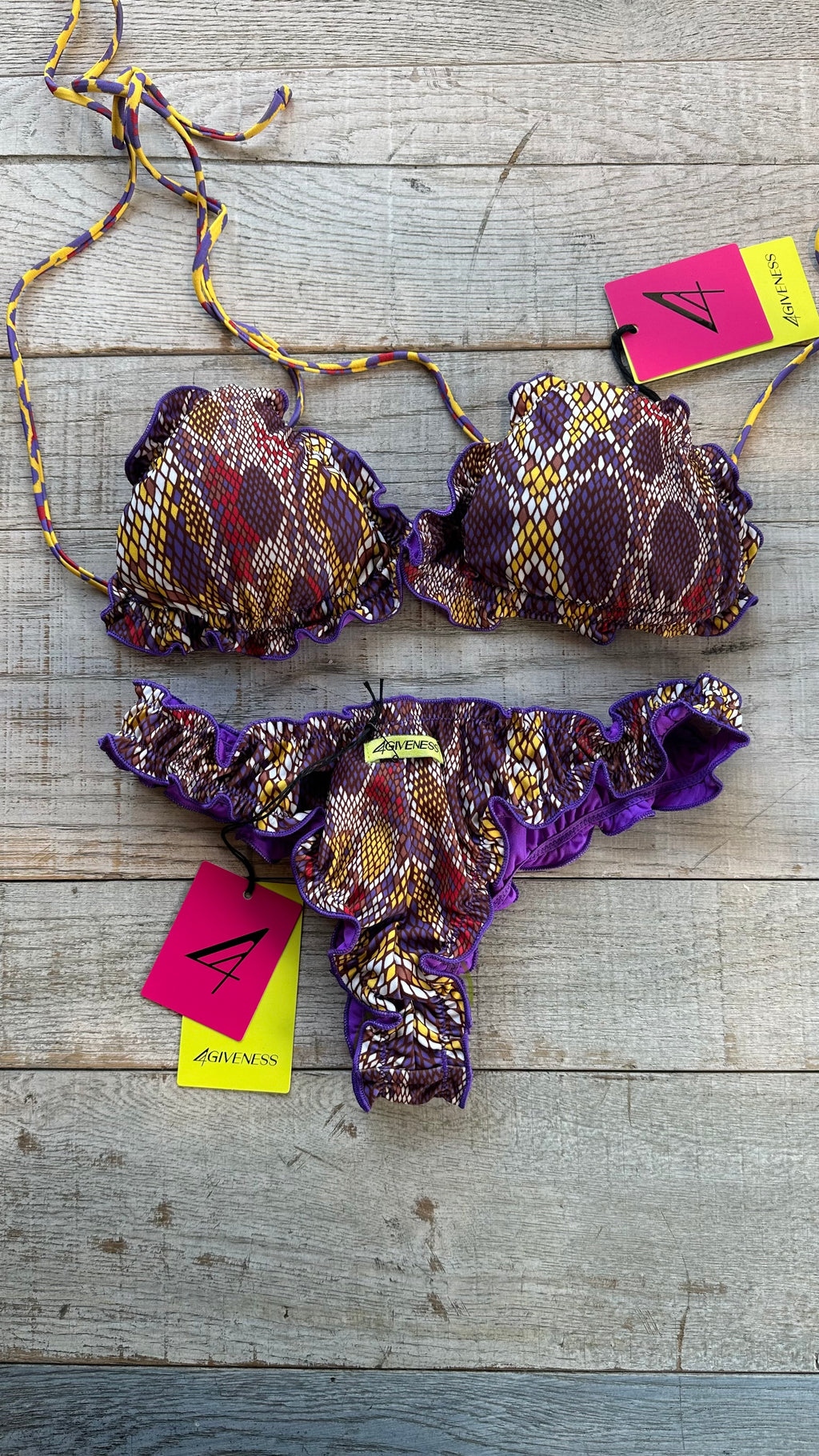 Triangolo Sbambolato Frou Frou Pitone Viola