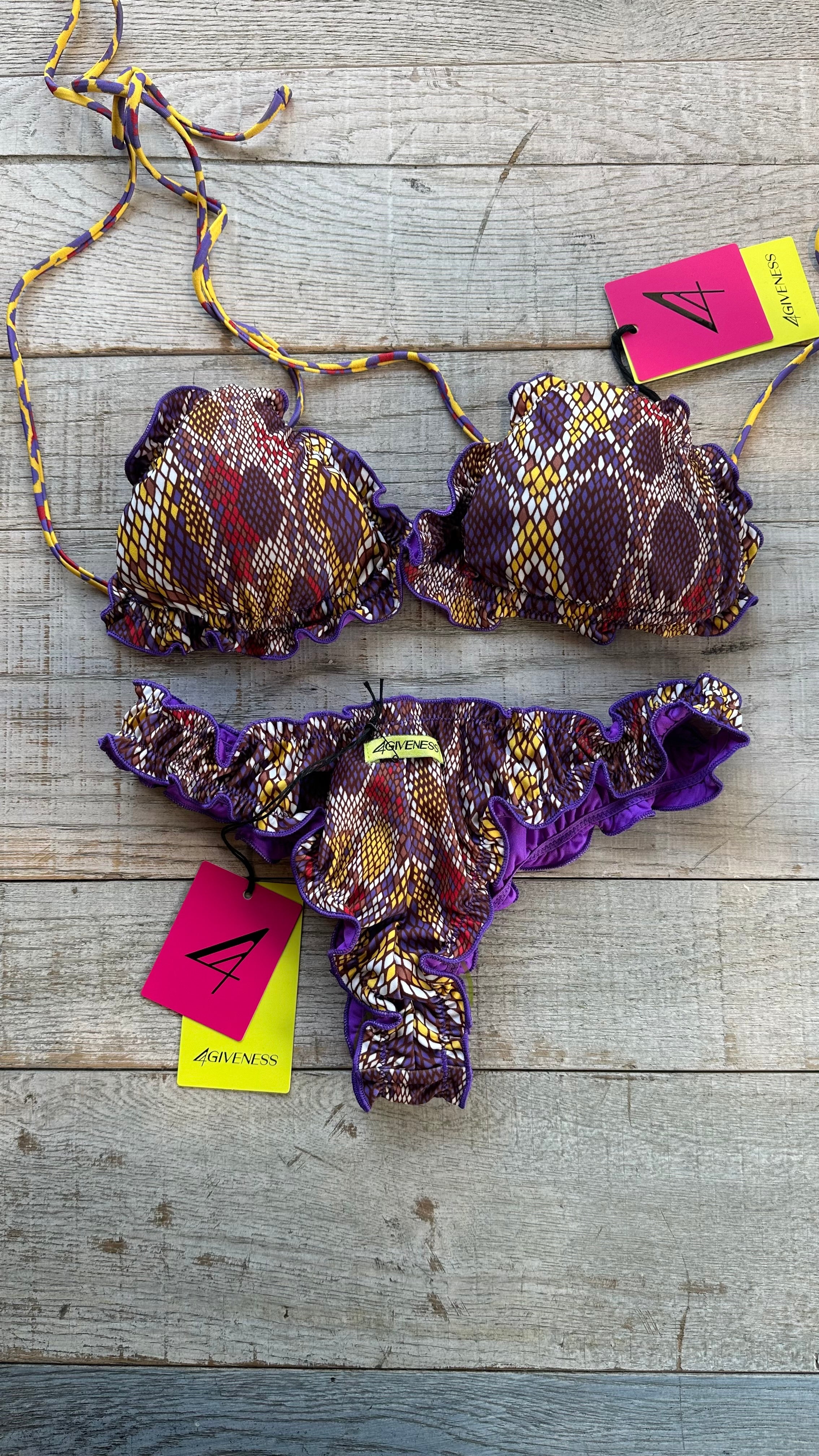 Triangolo Sbambolato Frou Frou Pitone Viola