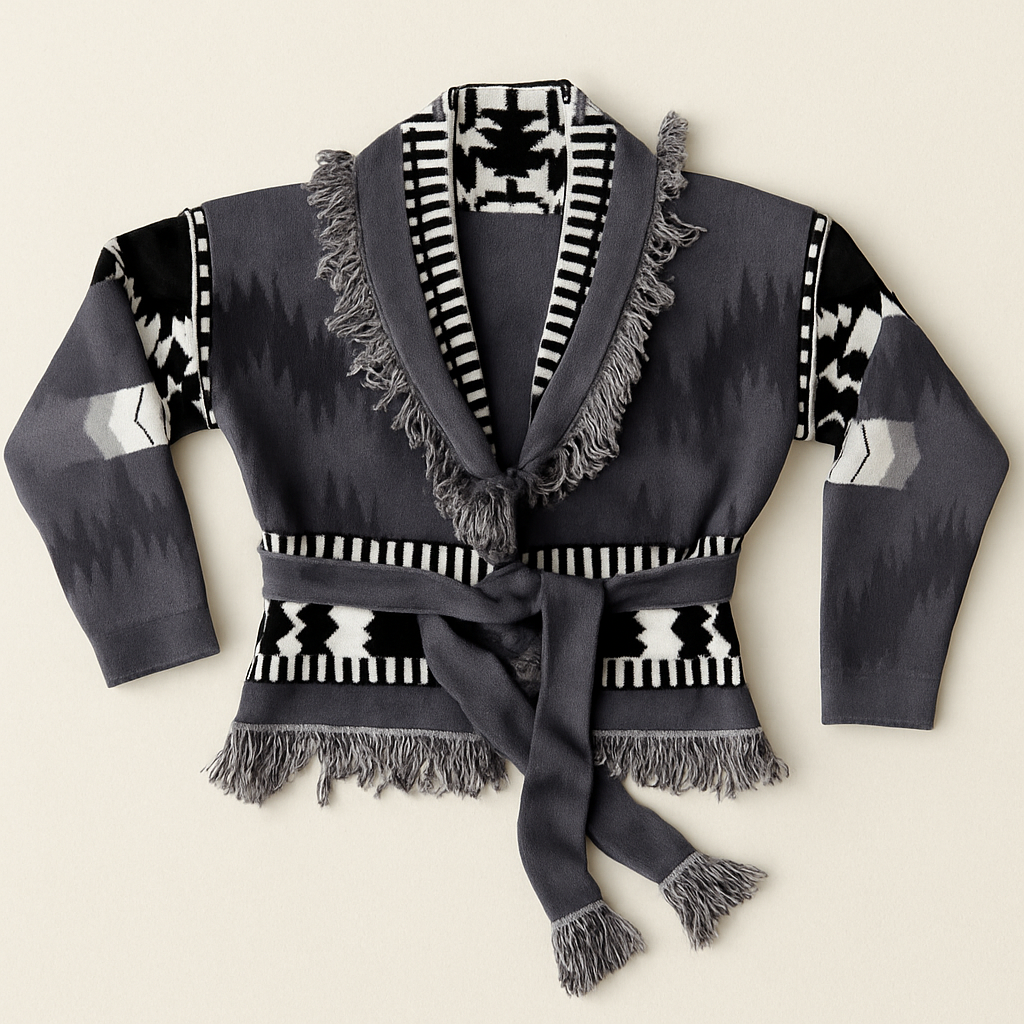 Cardigan Crop Azteco Grigio