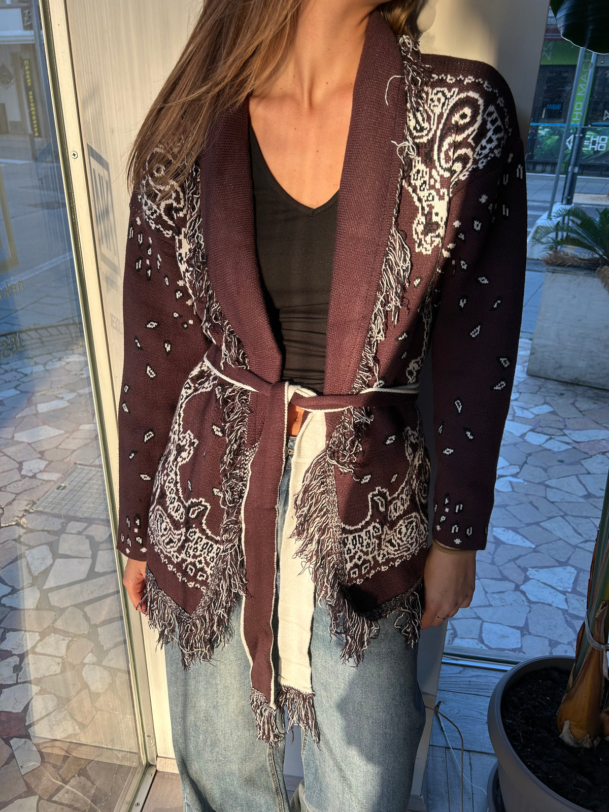 Cardigan Long Bandana Marrone Cioccolato