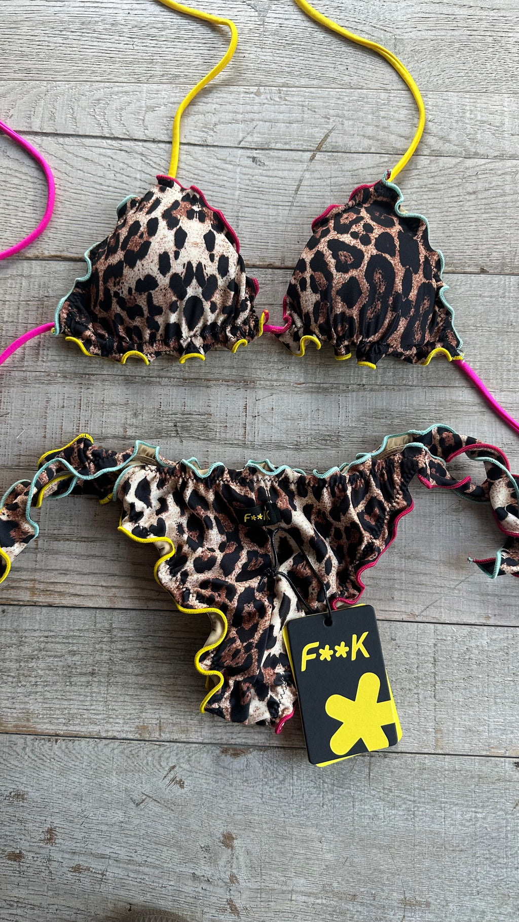 Triangolo Sbambolato Frou Frou Leopardato lacci multicolor