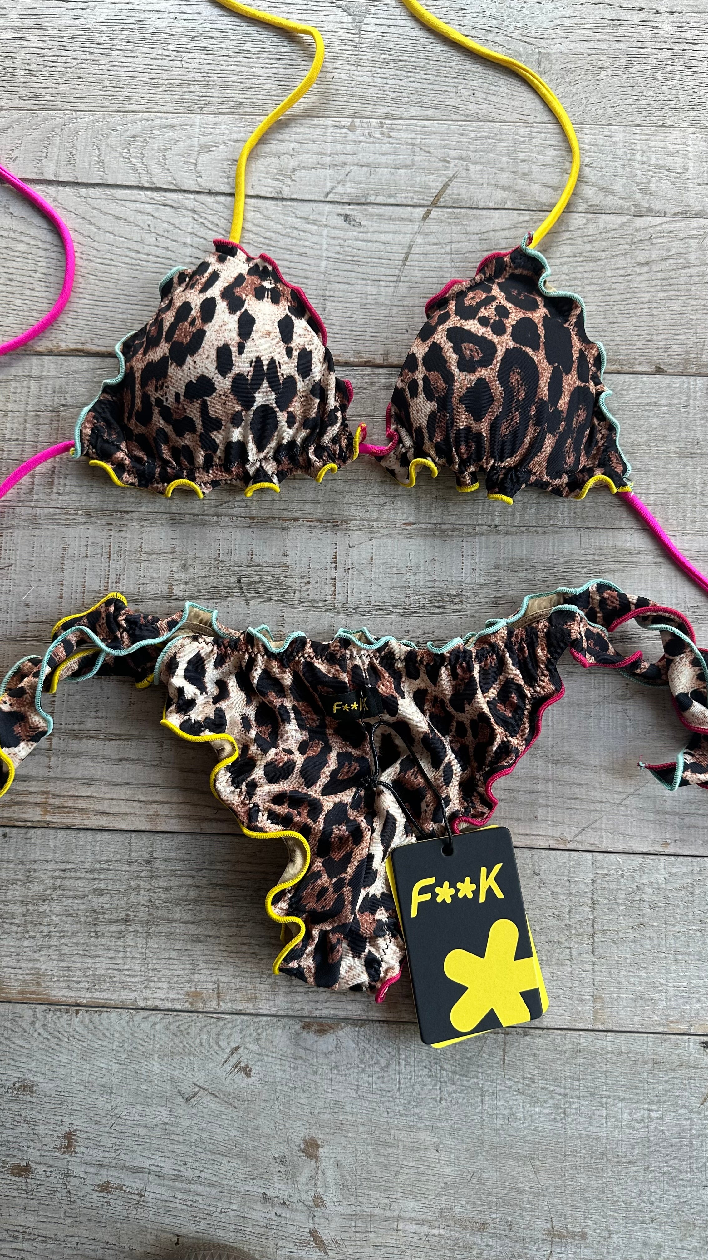 Triangolo Sbambolato Frou Frou Leopardato lacci multicolor