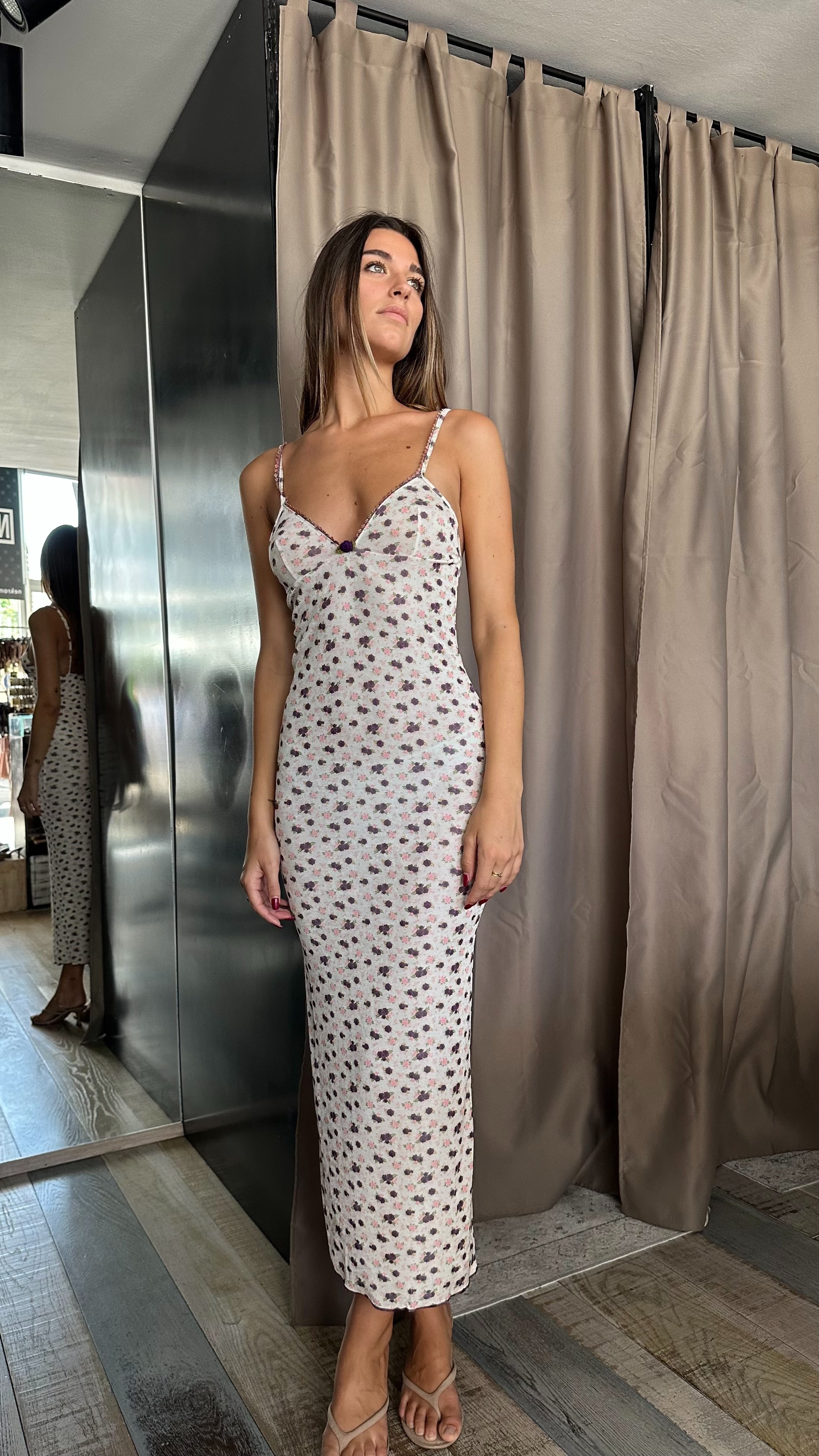 Abito Lungo In Jersey in Fantasia Floreale by Mefui