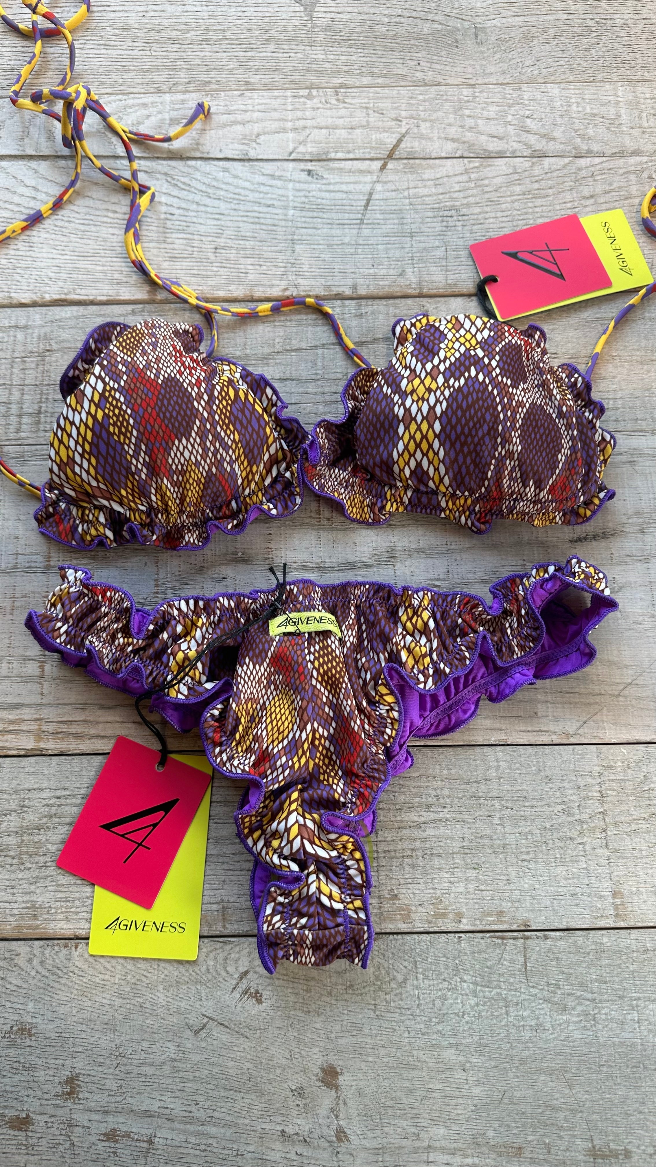 Triangolo Sbambolato Frou Frou Pitone Viola