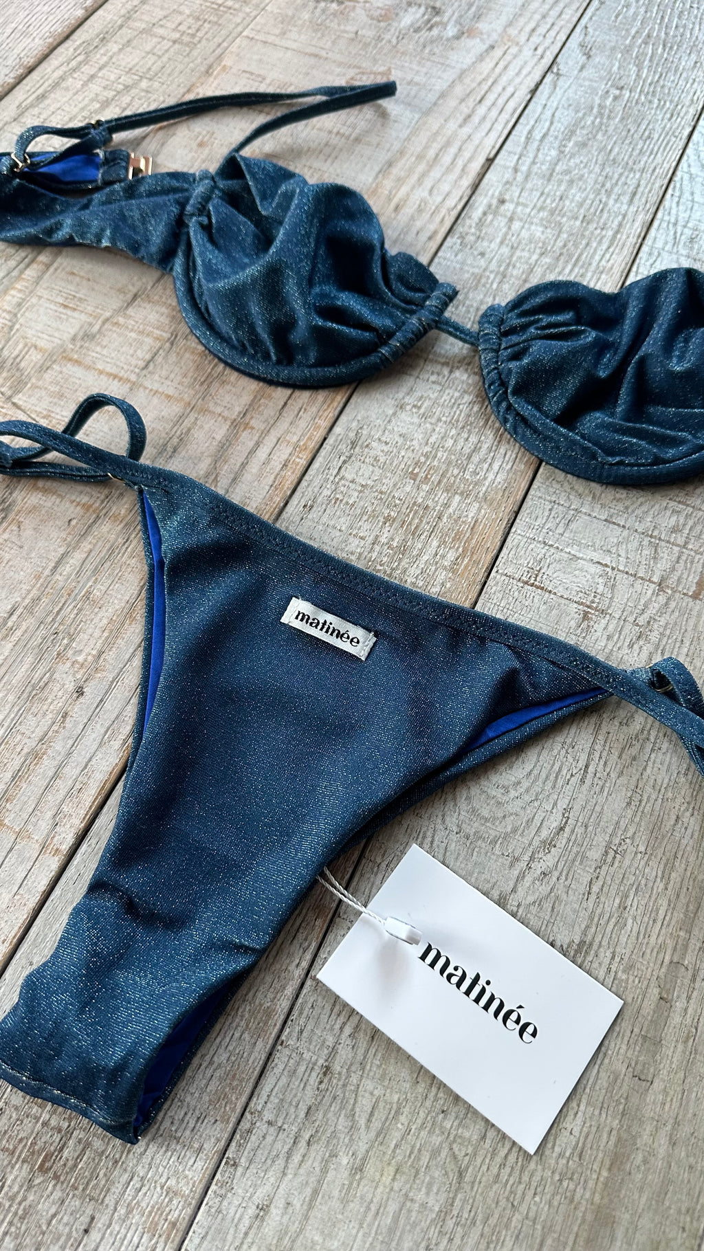 Bikini Balconcino Marina Lurex Blu Ottanio