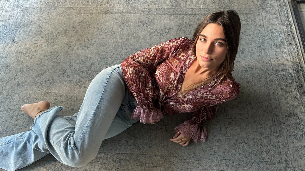 Camicia Blusa Paisley Rosa con Pizzo – Bohème