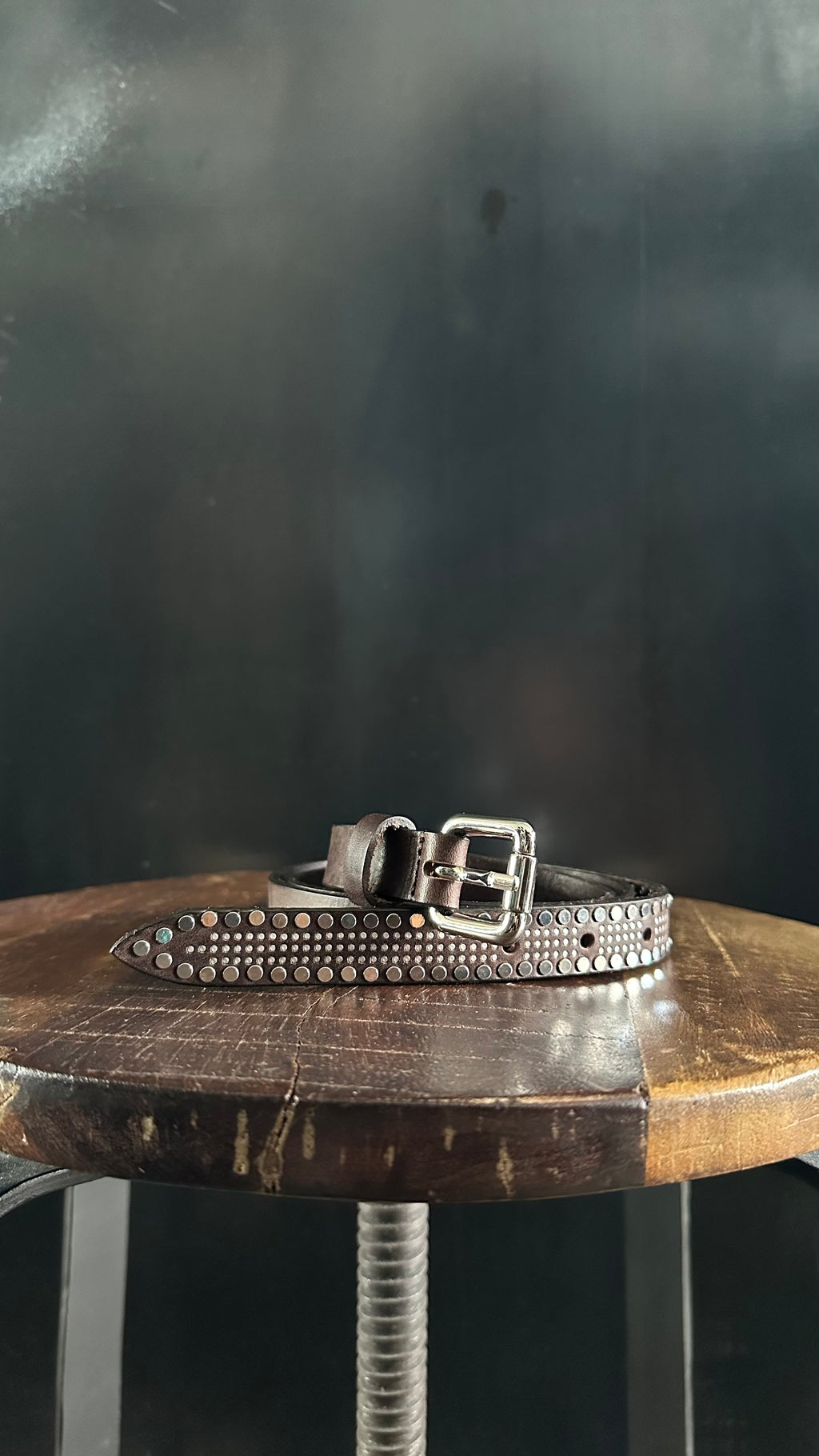 Studded Leather Belt – Dark Brown