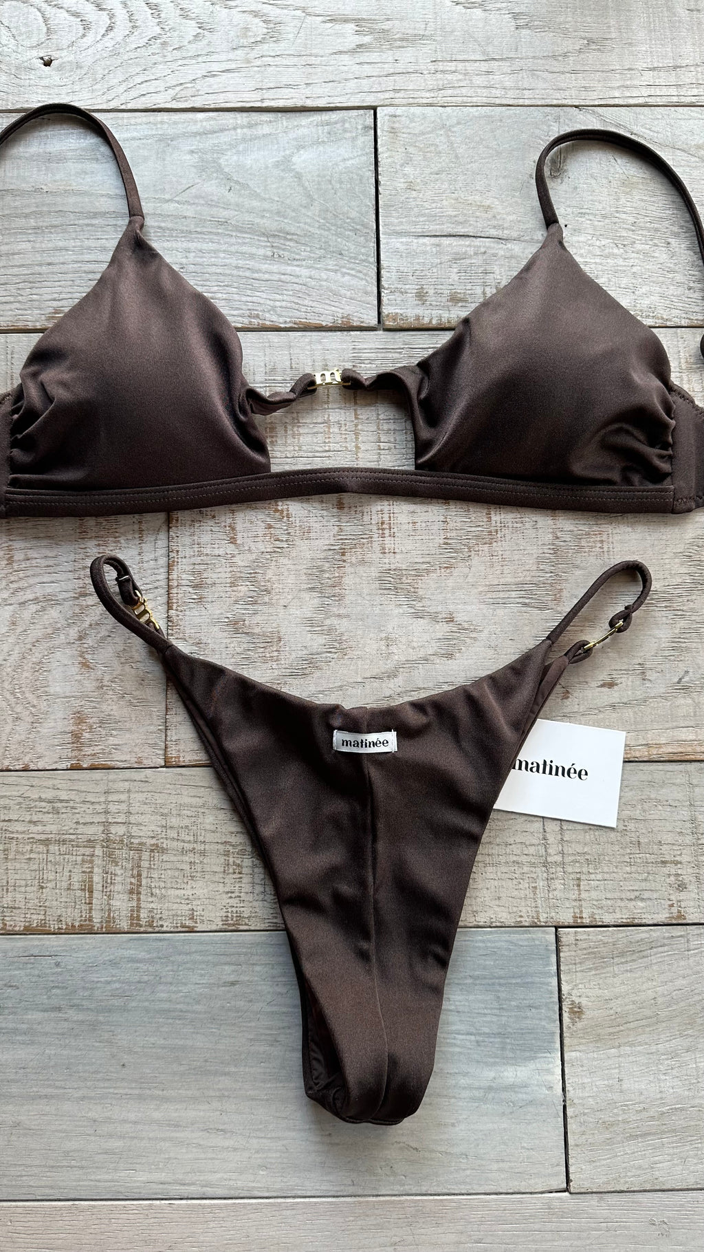 Bikini Top Gancio Taylor Lycra Lucida Marrone seppia