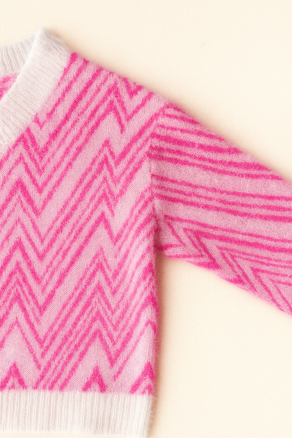 Maglione Zig Zag Panna e Rosa