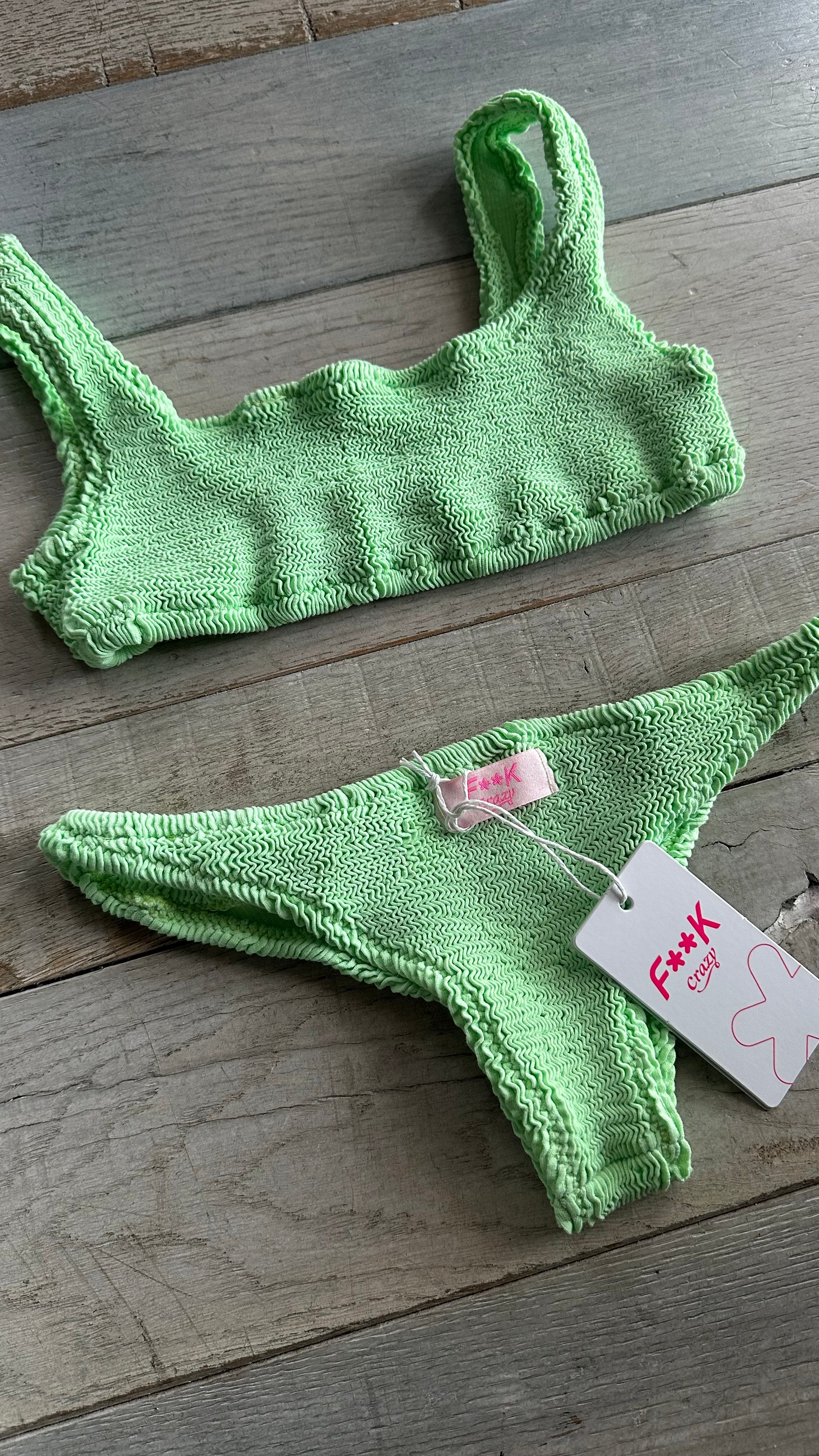 Bikini Top Goffrato Verde Fluo