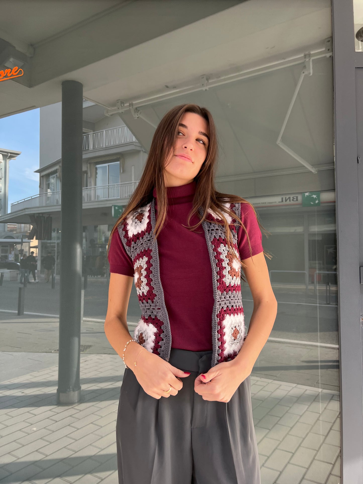 Gilet crochet greyred