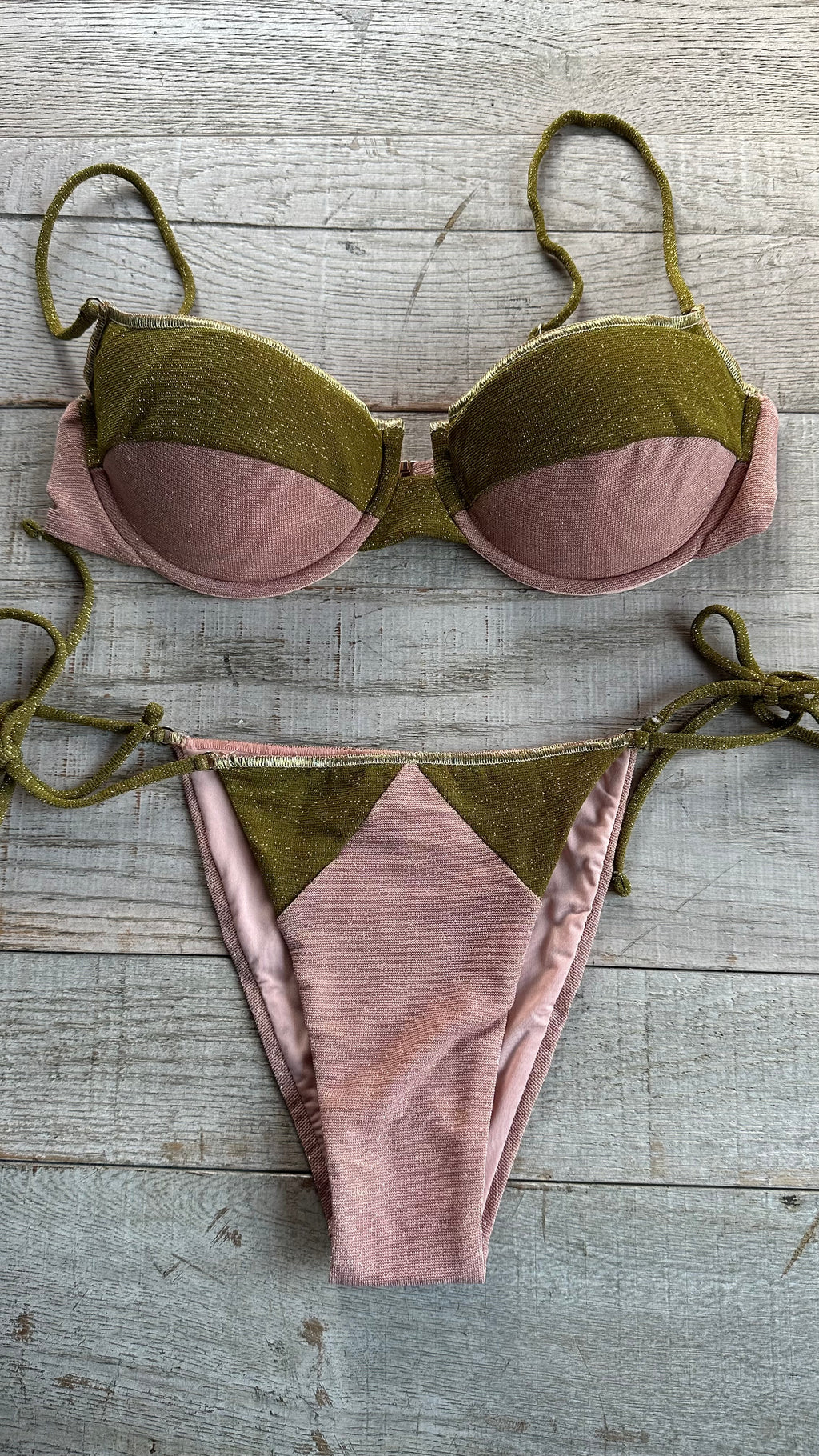 Balconcino Lurex rosa cipria e Verde