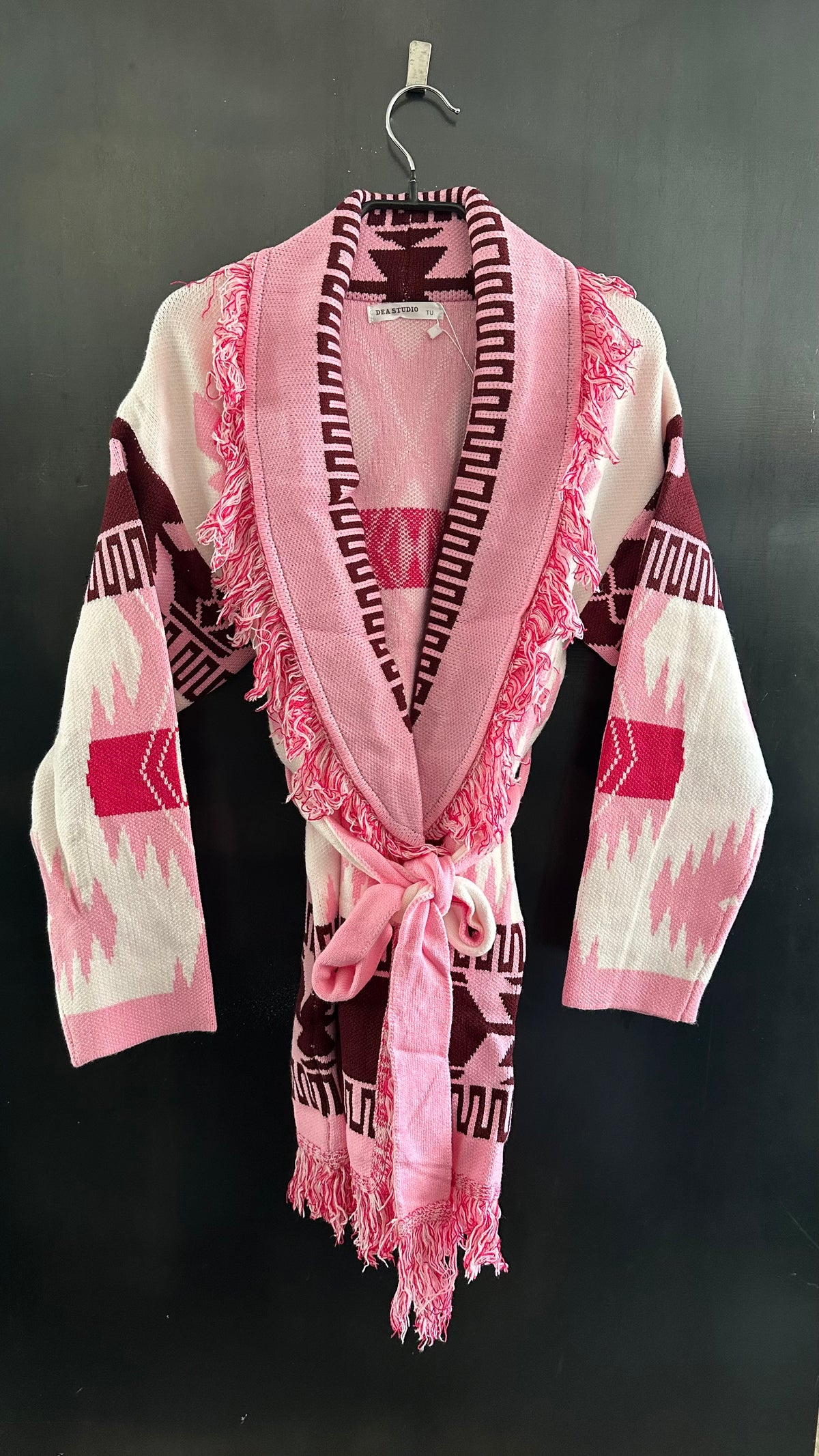 Cardigan Long Azteco Rosa