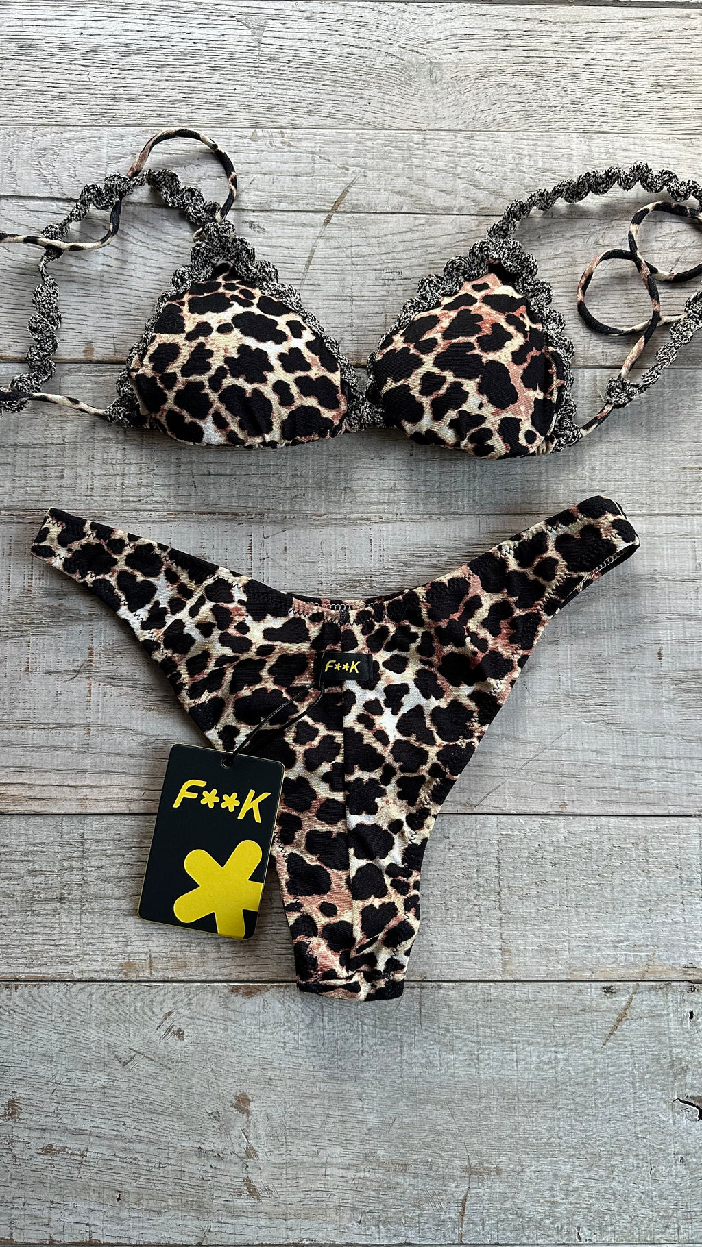 Triangolo Leopardato con bordino in pizzo
