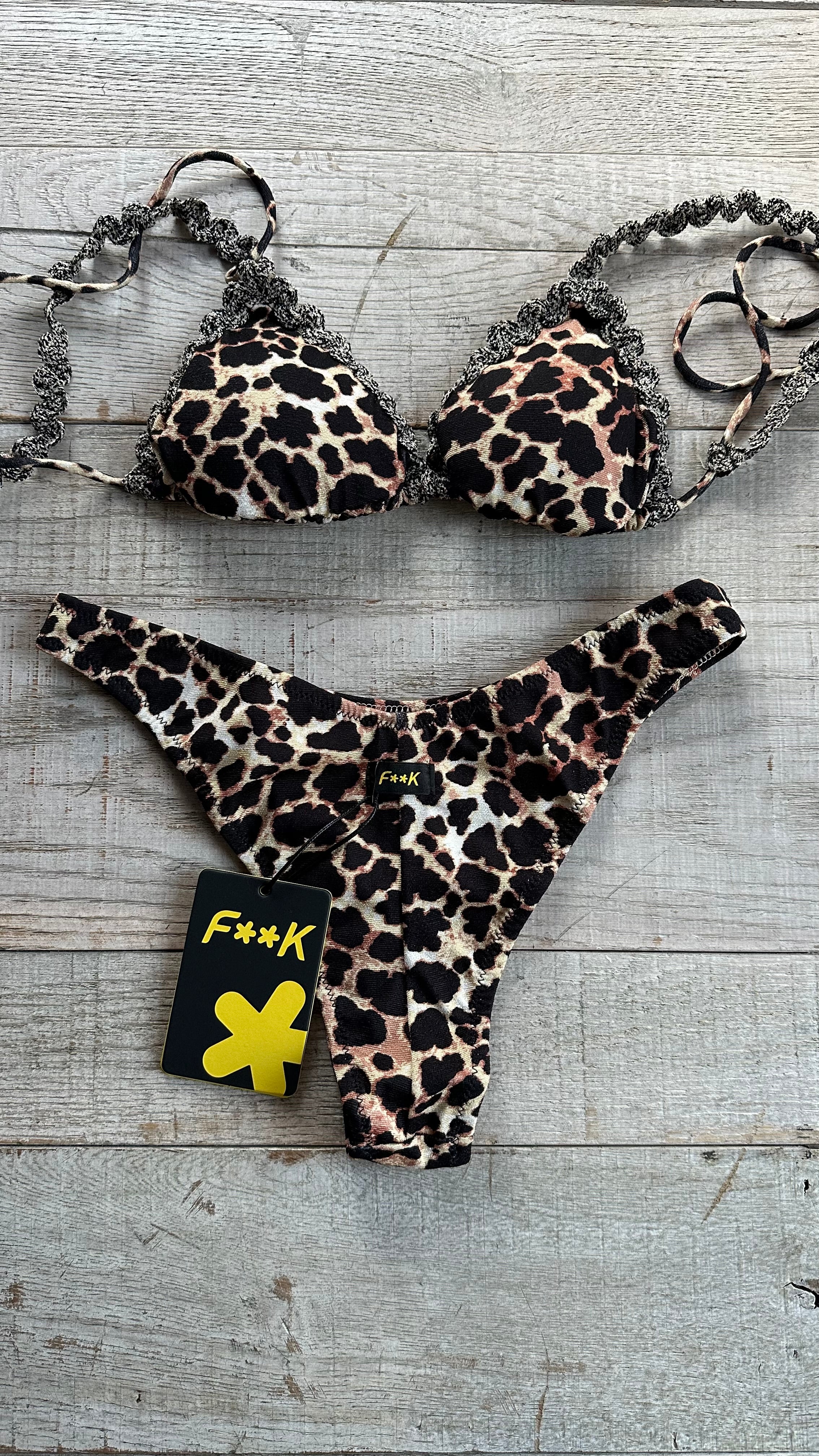 Triangolo Leopardato con bordino in pizzo