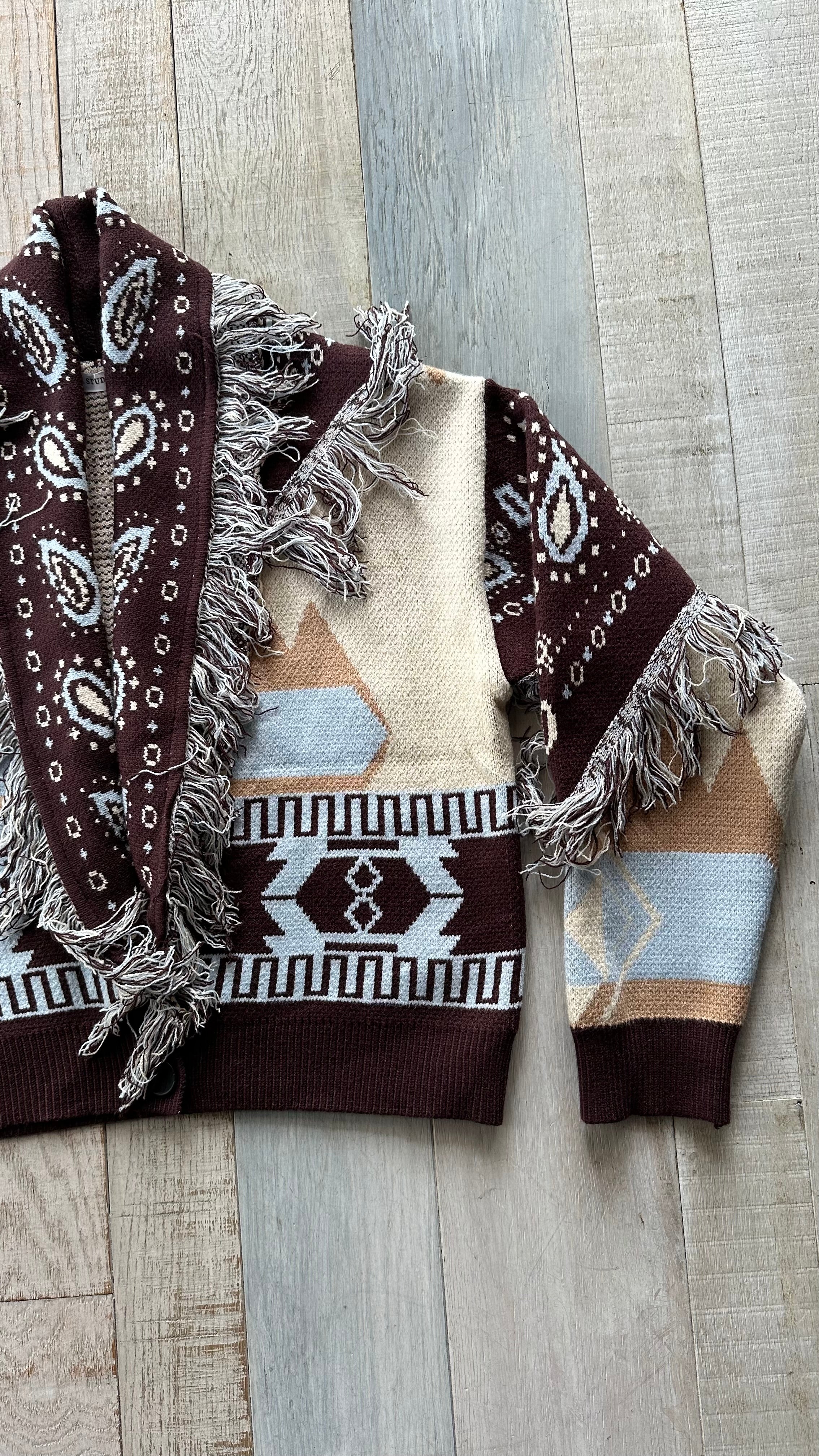 Cardigan Crop Bandana Marrone con bottoni