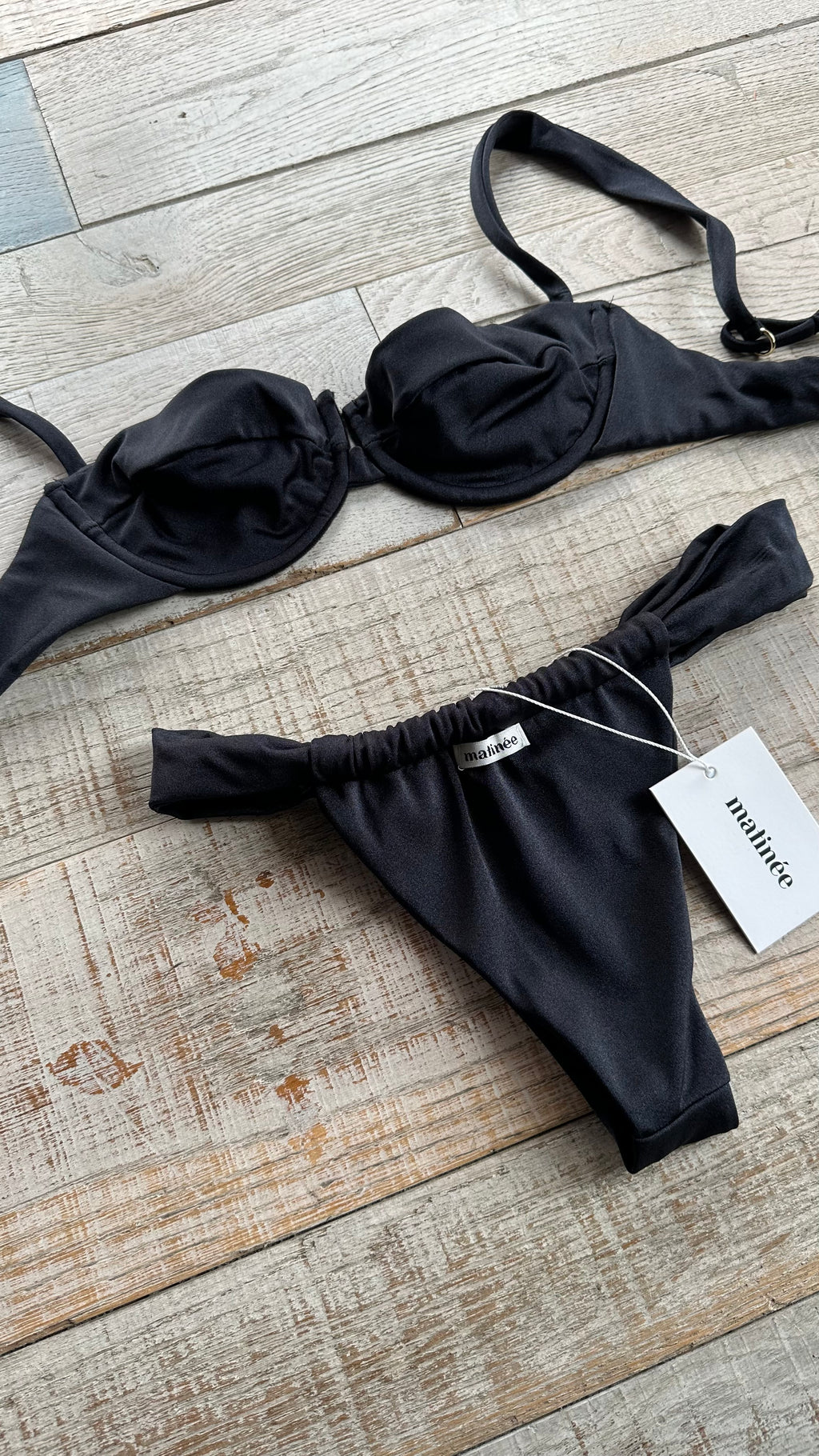 Bikini Balconcino Adele in Lycra Lucida Nera