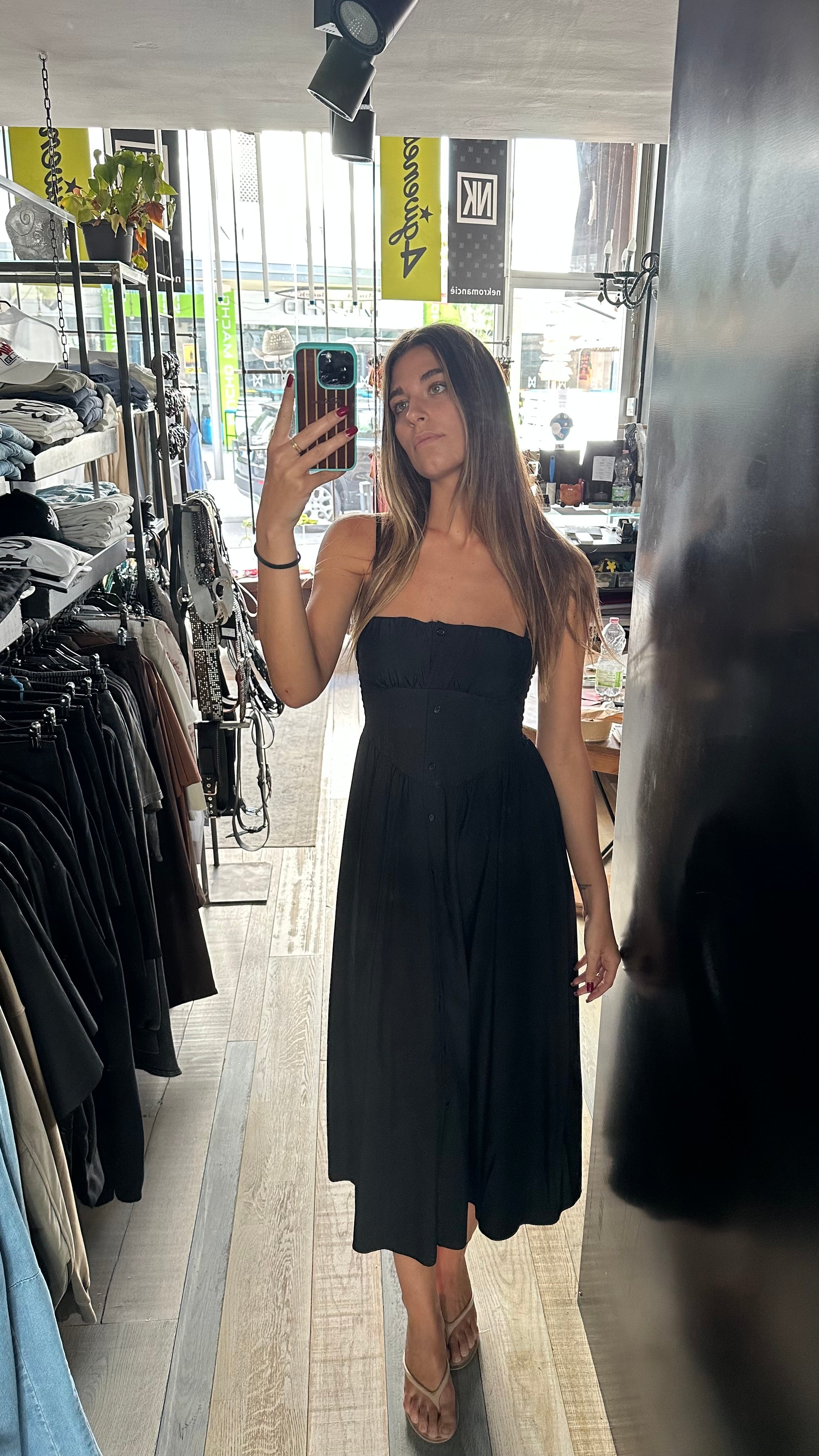 Abito Midi a Bustier Nero