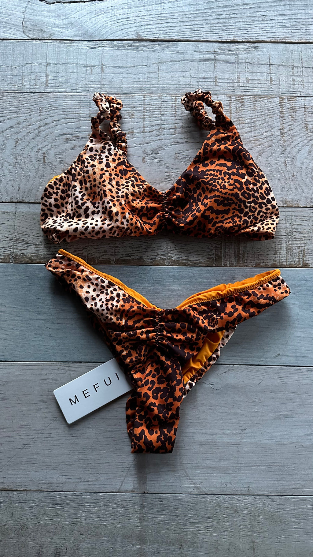 Bikini Top Leopardato Spalline Arricciate