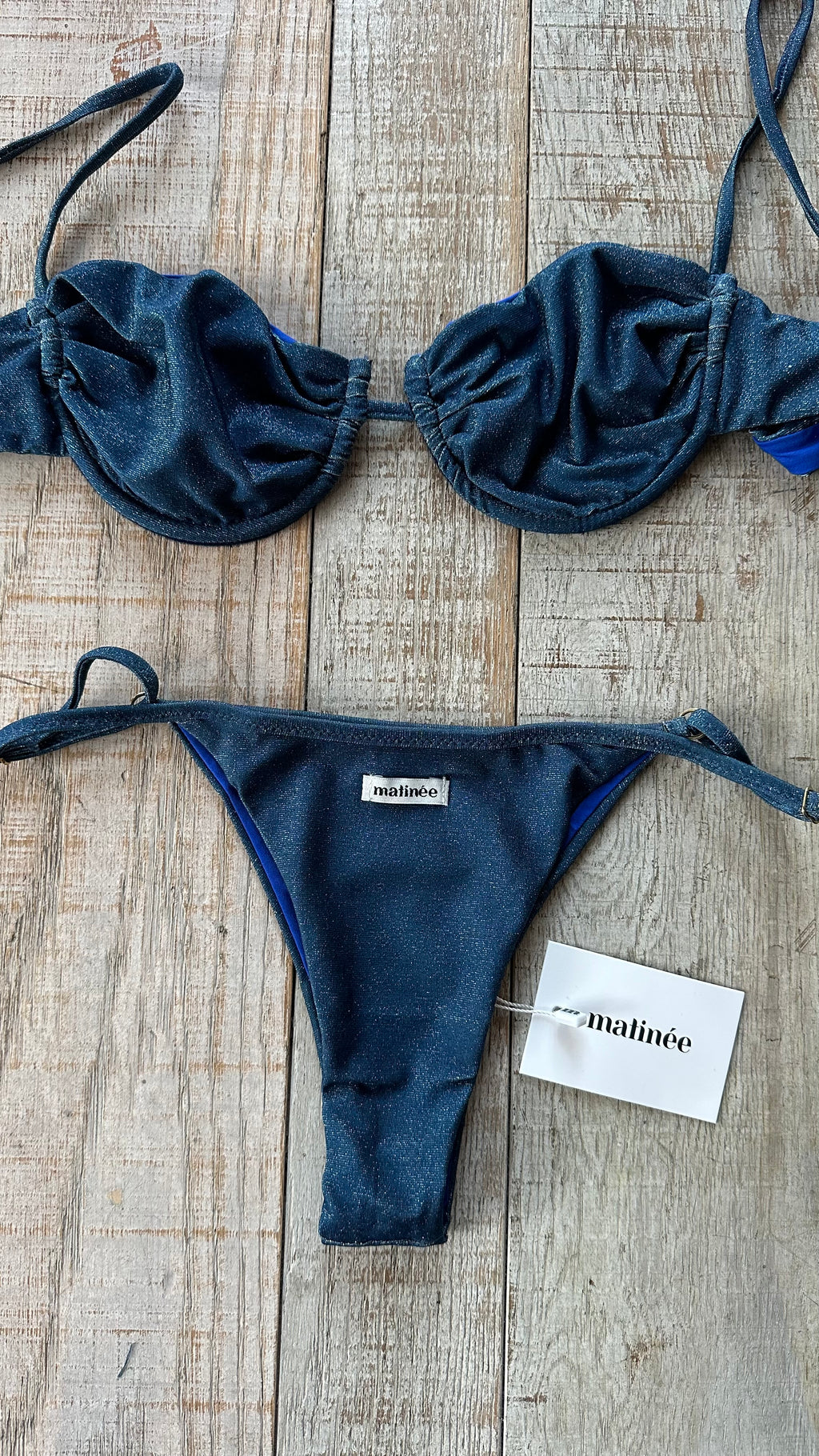 Bikini Balconcino Marina Lurex Blu Ottanio