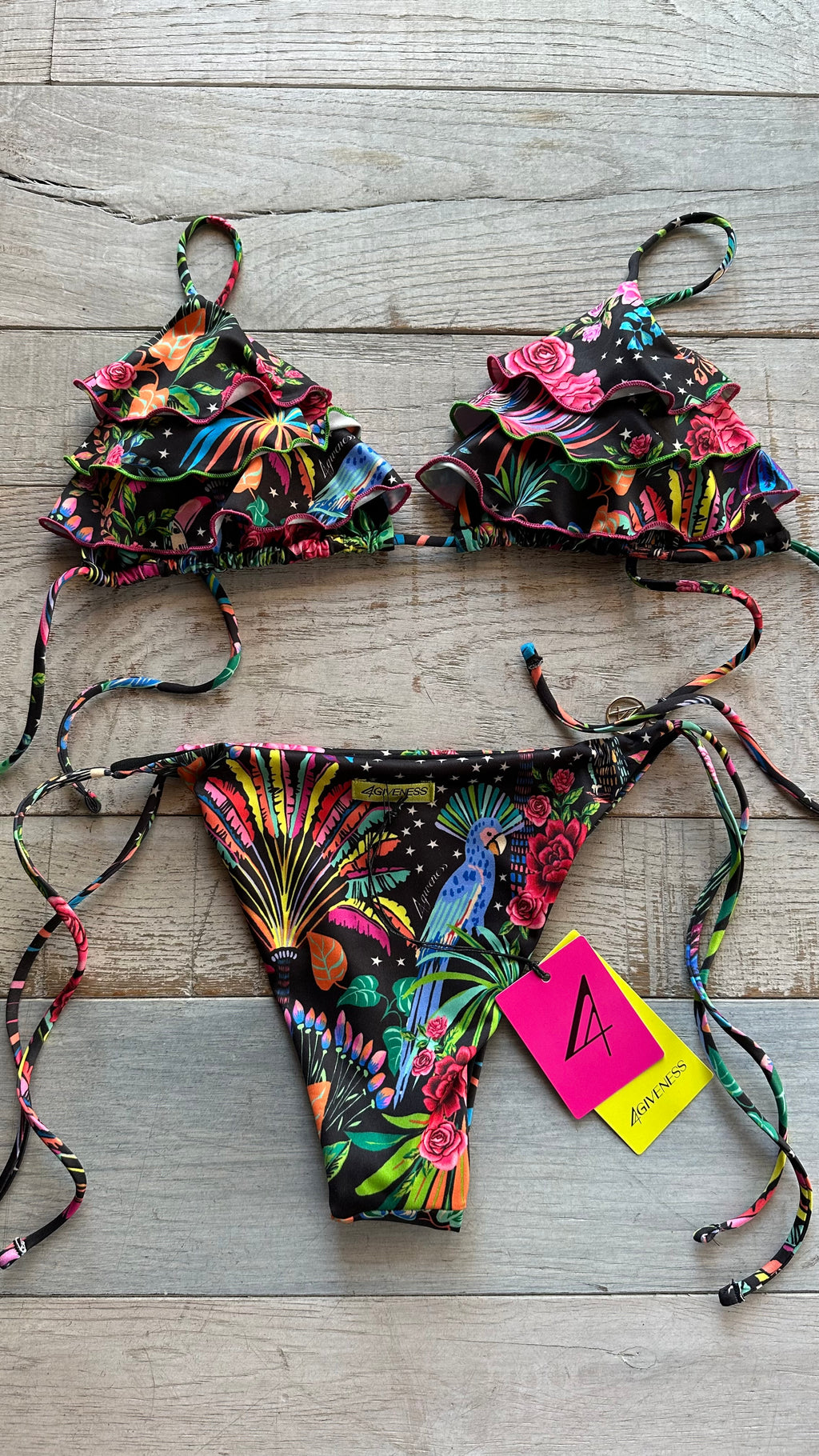 Triangolo Merletto Nero Multicolor