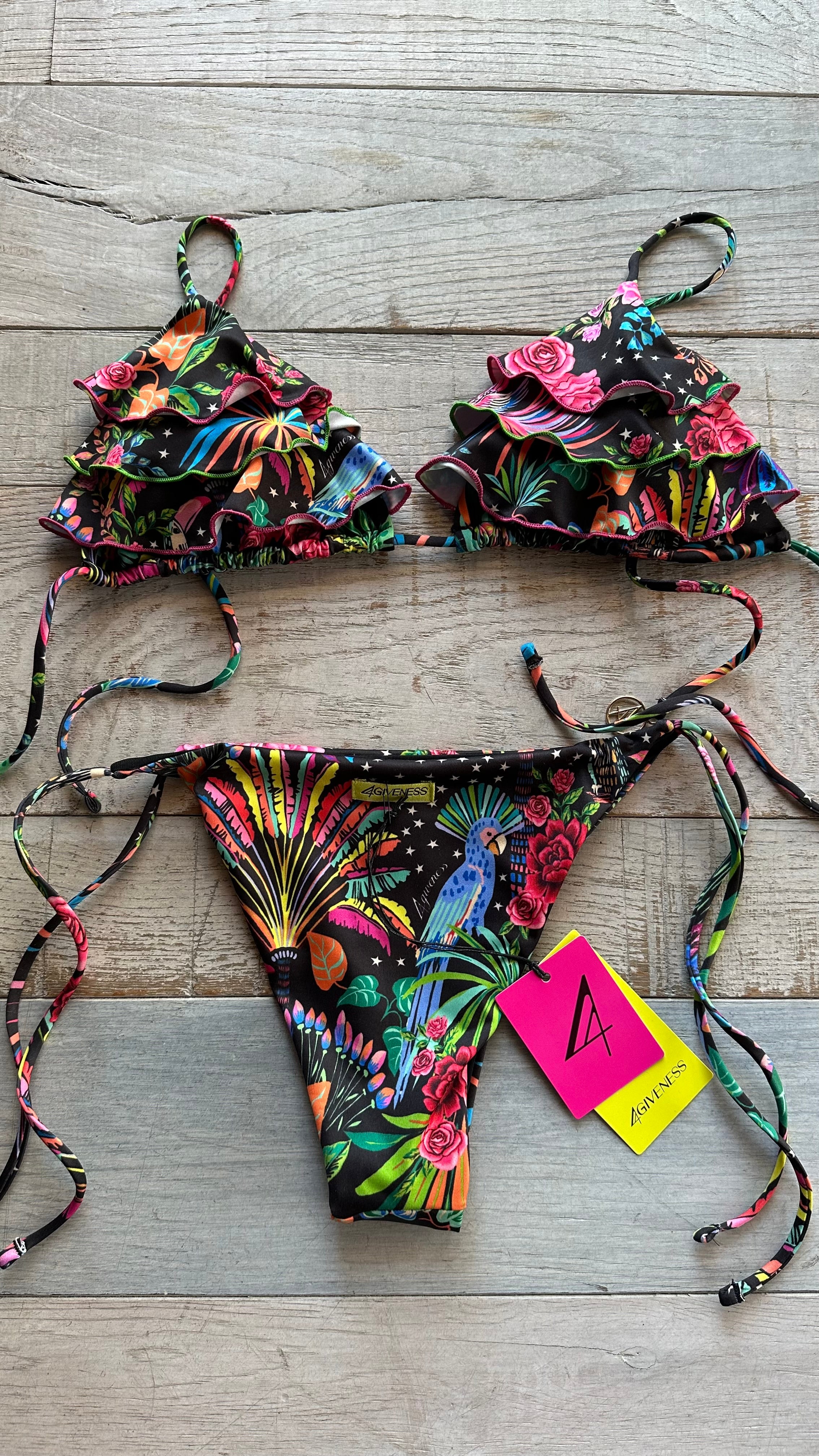Triangolo Merletto Nero Multicolor